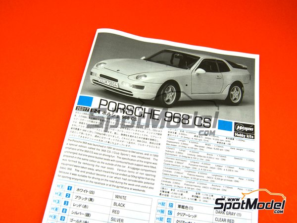 Image 8: Porsche 968 Club Sport | Model car kit in 1/24 scale manufactured by Hasegawa (ref.&nbsp;20317)