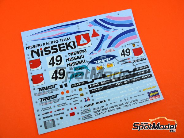 Image 6: Porsche 962C Nisseki Trust Racing Team - 24 Hours Le Mans 1991 | Model car kit in 1/24 scale manufactured by Hasegawa (ref.&nbsp;20318)