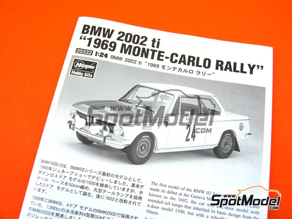 Image 11: BMW 2002 tii - Montecarlo Rally - Rallye Automobile de Monte-Carlo 1969 | Model car kit in 1/24 scale manufactured by Hasegawa (ref.&nbsp;20332)