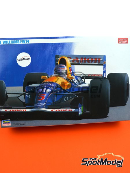 Williams Renault FW14 Williams Grand Prix Engineering Team sponsored by  Canon - FIA Formula 1 World Championship 1991. Car scale model kit in 1/24  sca