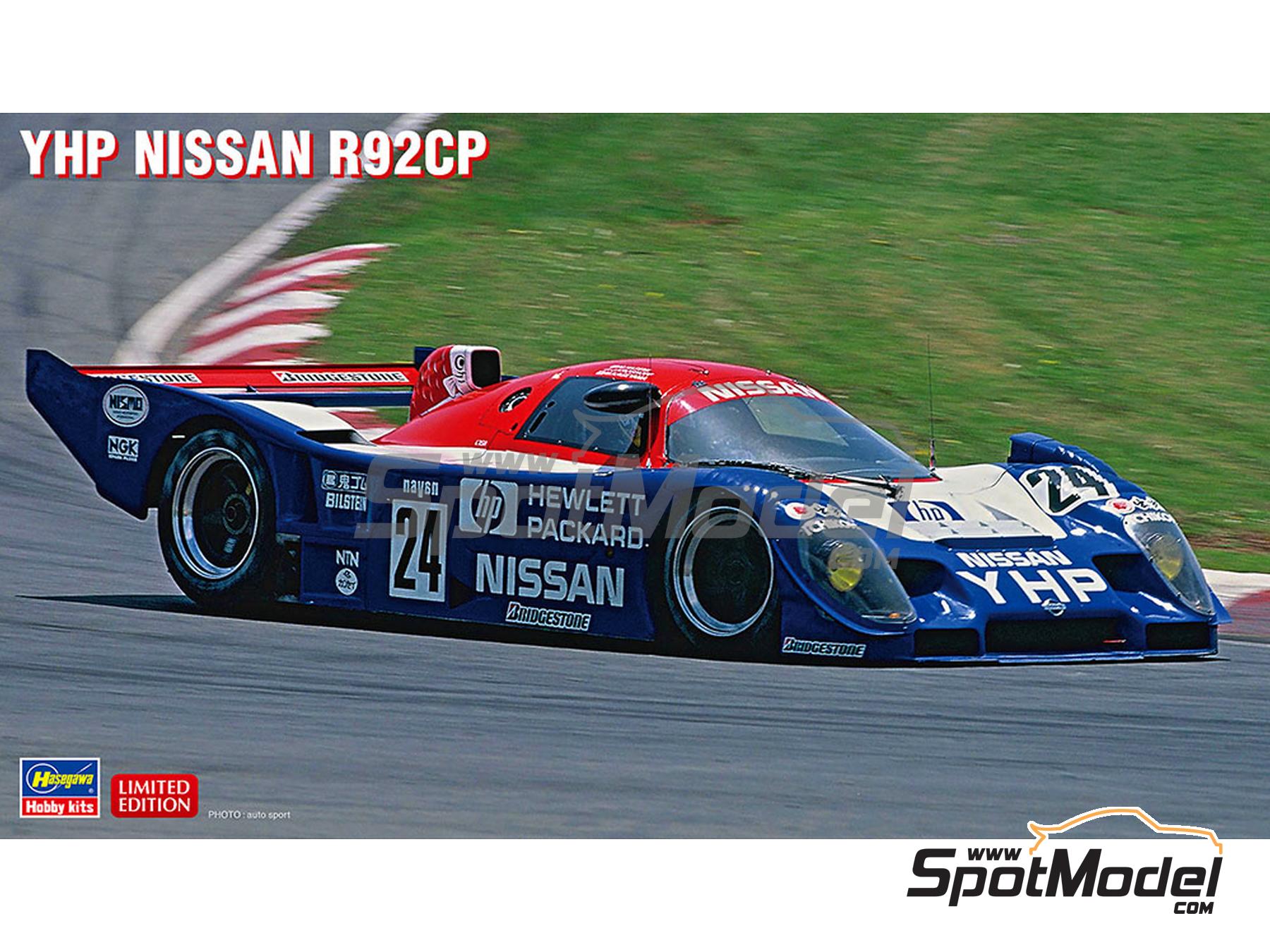Image 1: Nissan R92CP Nismo Team sponsored by YHP, Hewlett Packard - Fuji 1000 Km 1992 | Car scale model kit in 1/24 scale manufactured by Hasegawa (ref. 20404, also 4967834204041)
