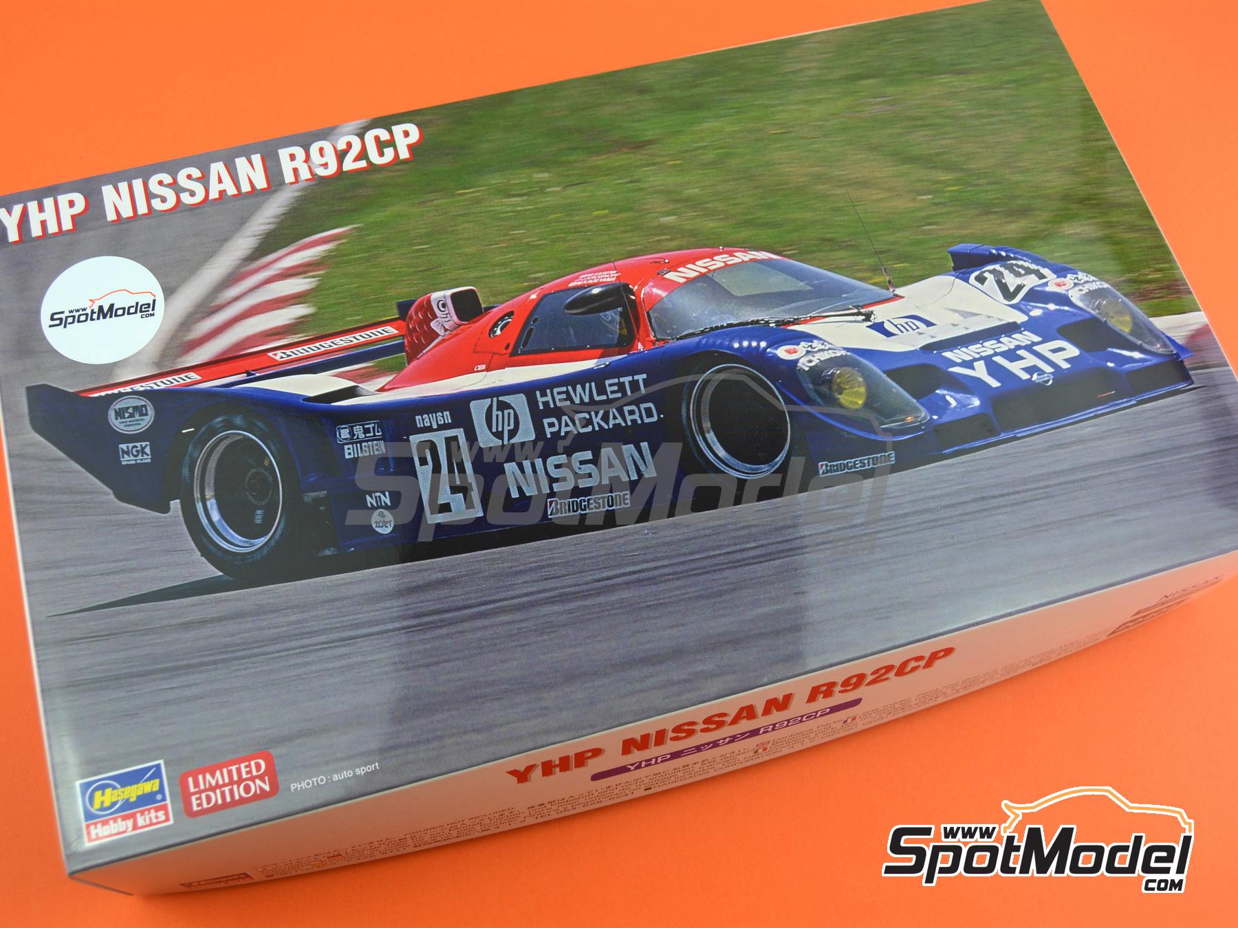 Image 6: Nissan R92CP Nismo Team sponsored by YHP, Hewlett Packard - Fuji 1000 Km 1992 | Car scale model kit in 1/24 scale manufactured by Hasegawa (ref. 20404, also 4967834204041)