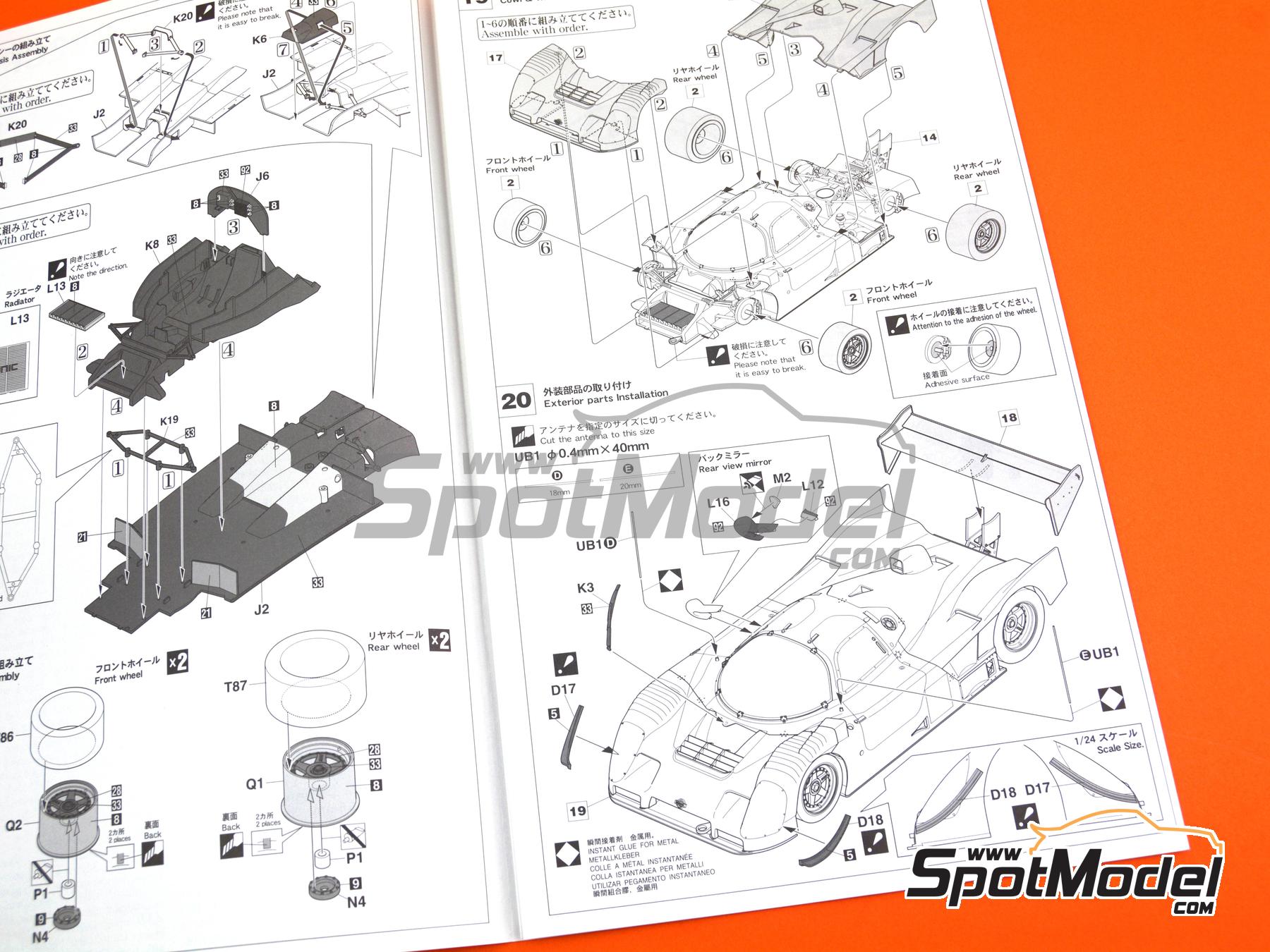 Image 14: Nissan R92CP Nismo Team sponsored by YHP, Hewlett Packard - Fuji 1000 Km 1992 | Car scale model kit in 1/24 scale manufactured by Hasegawa (ref. 20404, also 4967834204041)