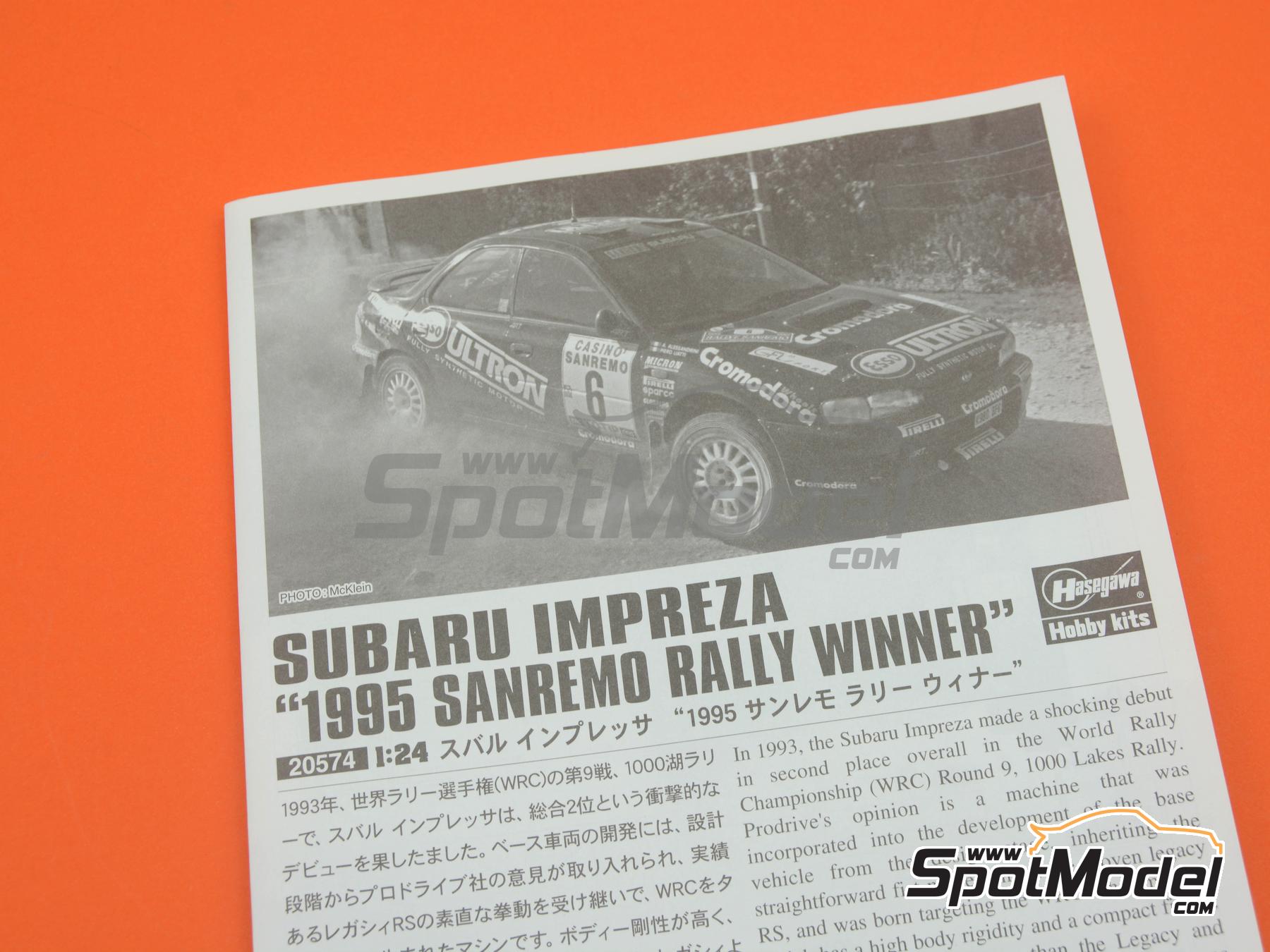 Image 10: Subaru Impreza WRX 555 Grupo A Equipo A.R.T. Engineering patrocinado por Esso Ultron - Rally de San Remo 1995 | Maqueta de coche en escala&nbsp;1/24 fabricado por Hasegawa (ref.&nbsp;20574, tambien 4967834205741)