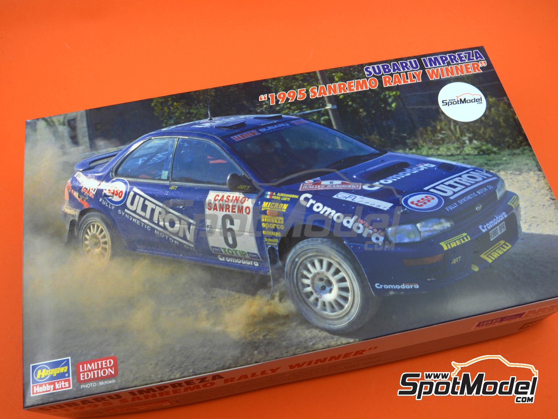 Image 14: Subaru Impreza WRX 555 Grupo A Equipo A.R.T. Engineering patrocinado por Esso Ultron - Rally de San Remo 1995 | Maqueta de coche en escala&nbsp;1/24 fabricado por Hasegawa (ref.&nbsp;20574, tambien 4967834205741)