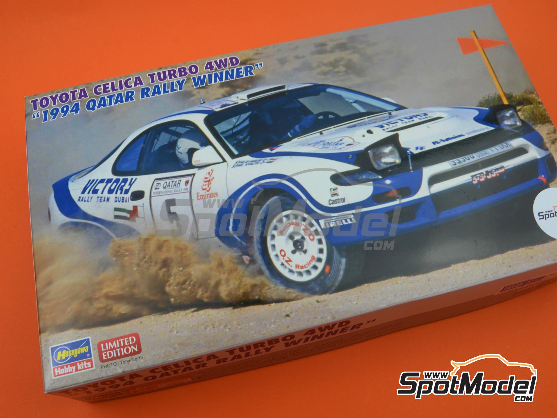 Image 13: Toyota Celica Turbo 4WD Victory Rally Dubai Team - Qatar International Rally 1994 | Car scale model kit in 1/24 scale manufactured by Hasegawa (ref.&nbsp;20578, also 4967834205789)