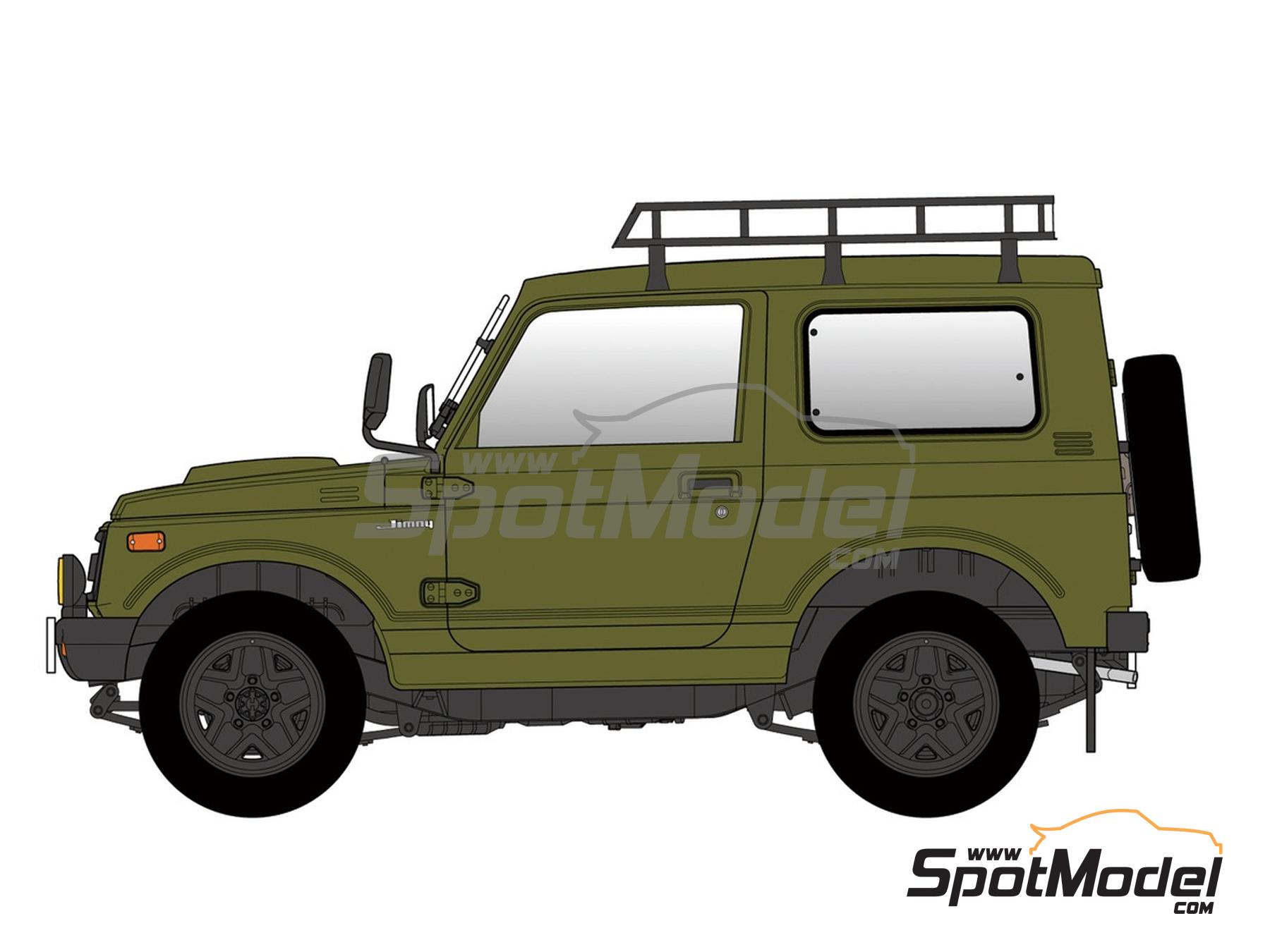 Image 4: Suzuki Jimny (JA11-5) with Roof Carrier | Car scale model kit in 1/24 scale manufactured by Hasegawa (ref.&nbsp;20606, also 4967834206069)
