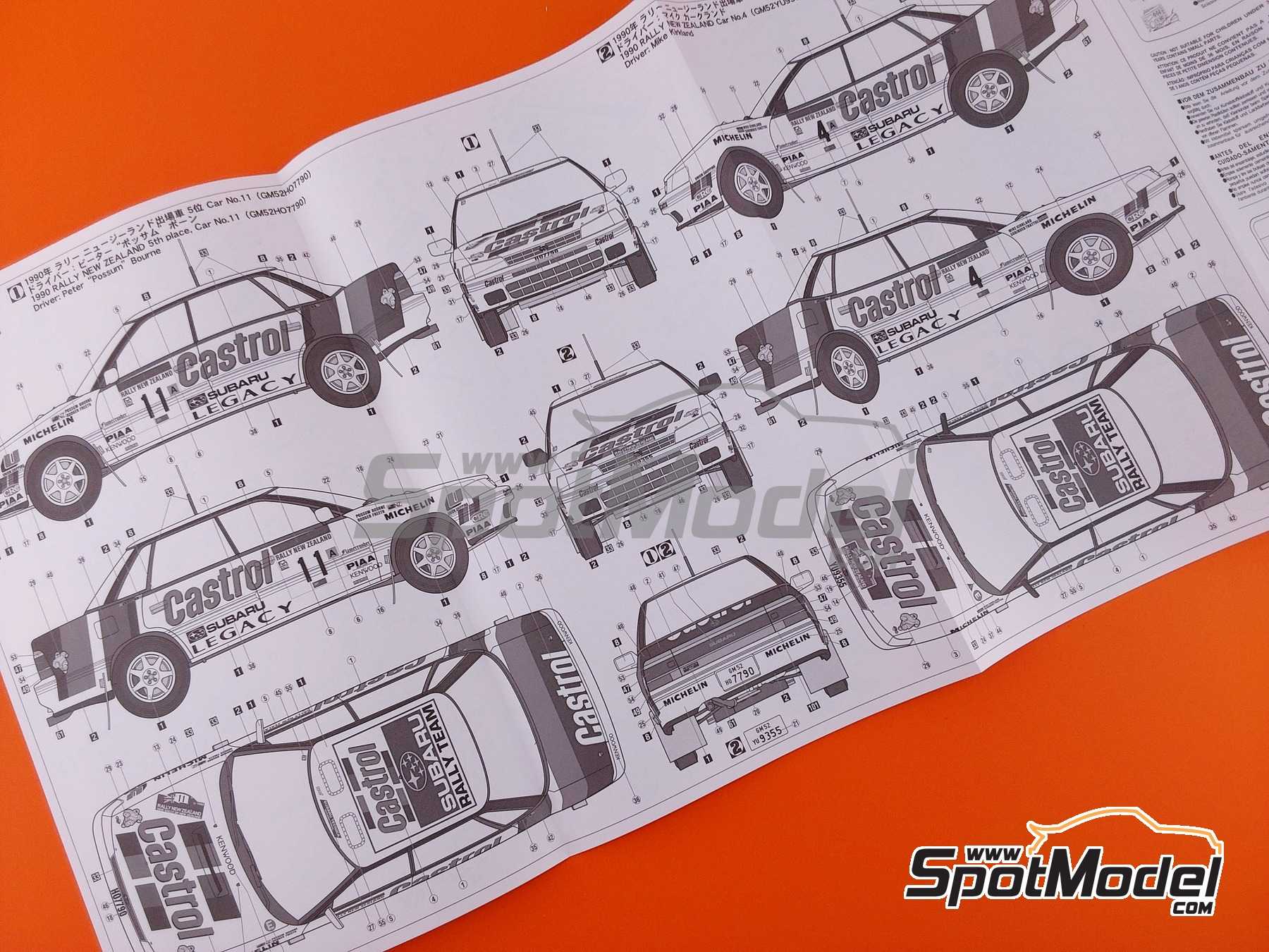 Image 6: Subaru Legacy RS Subaru Technica International Team sponsored by Castrol - New Zealand Rally 1990 | Car scale model kit in 1/24 scale manufactured by Hasegawa (ref.&nbsp;20636, also 4967834206366)