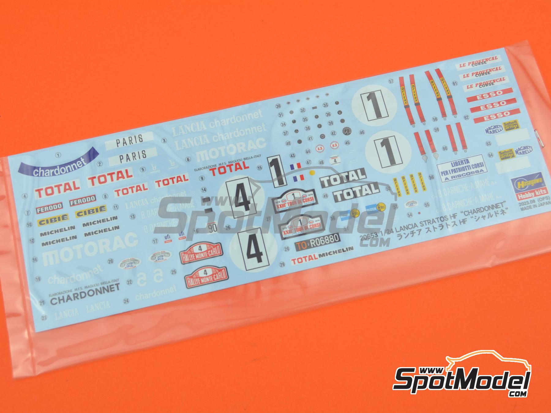 Image 6: Lancia Stratos HF Chardonnet Team sponsored by Motorac - Monte Carlo Rally - Rallye Automobile de Monte-Carlo, Tour de Corse Rallye de France 1979 | Car scale model kit in 1/24 scale manufactured by Hasegawa (ref.&nbsp;20653, also 4967834206533)