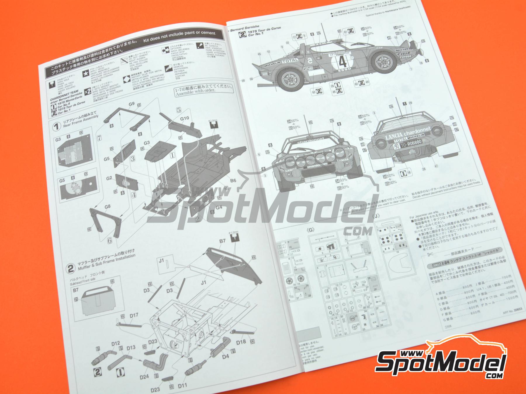 Image 9: Lancia Stratos HF Chardonnet Team sponsored by Motorac - Monte Carlo Rally - Rallye Automobile de Monte-Carlo, Tour de Corse Rallye de France 1979 | Car scale model kit in 1/24 scale manufactured by Hasegawa (ref.&nbsp;20653, also 4967834206533)