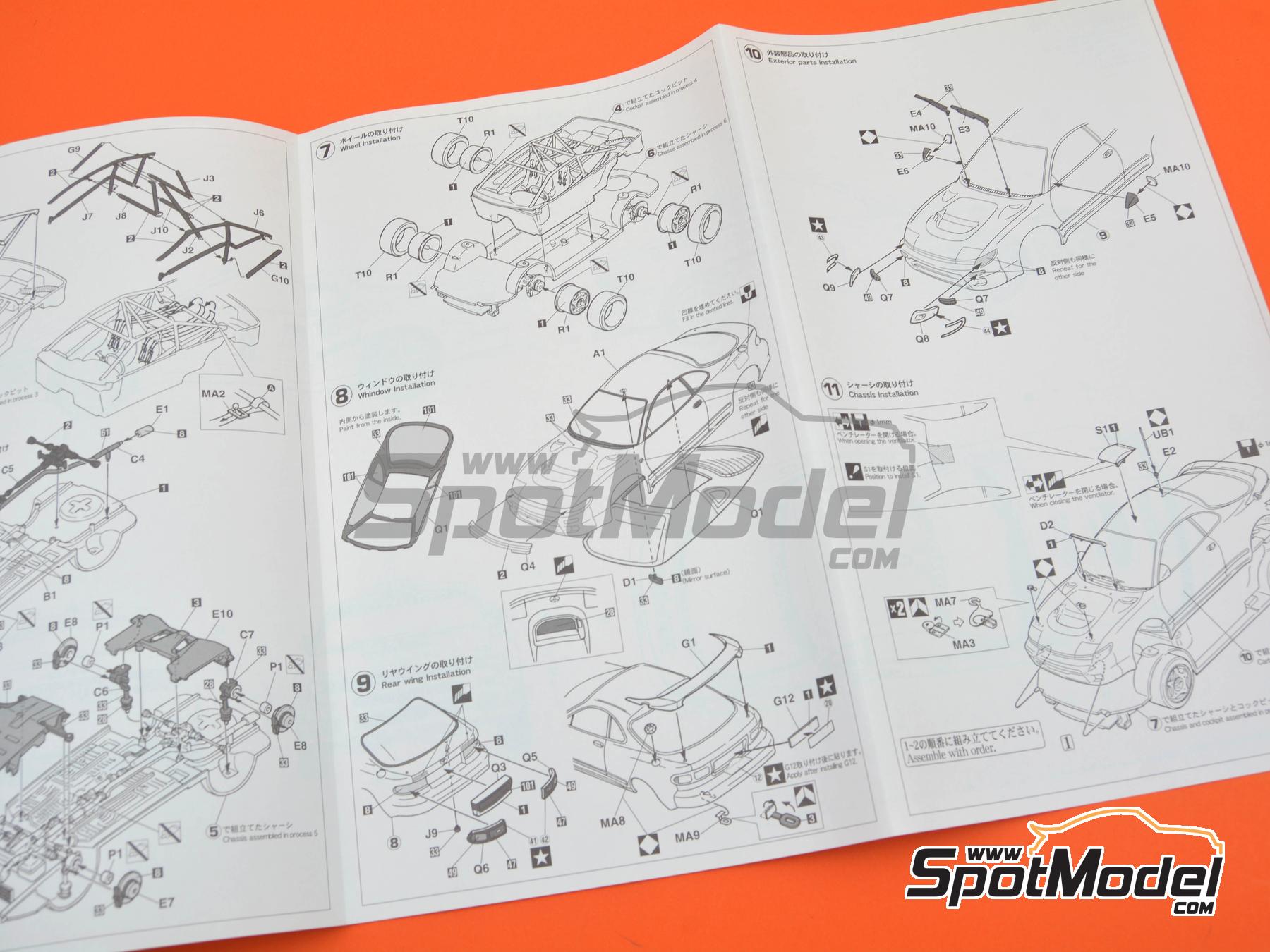 Image 11: Toyota Celica Turbo 4WD Grifone Team sponsored by Zucchetti - Tour de Corse Rallye de France 1994 | Car scale model kit in 1/24 scale manufactured by Hasegawa (ref.&nbsp;20673, also 4967834206731)