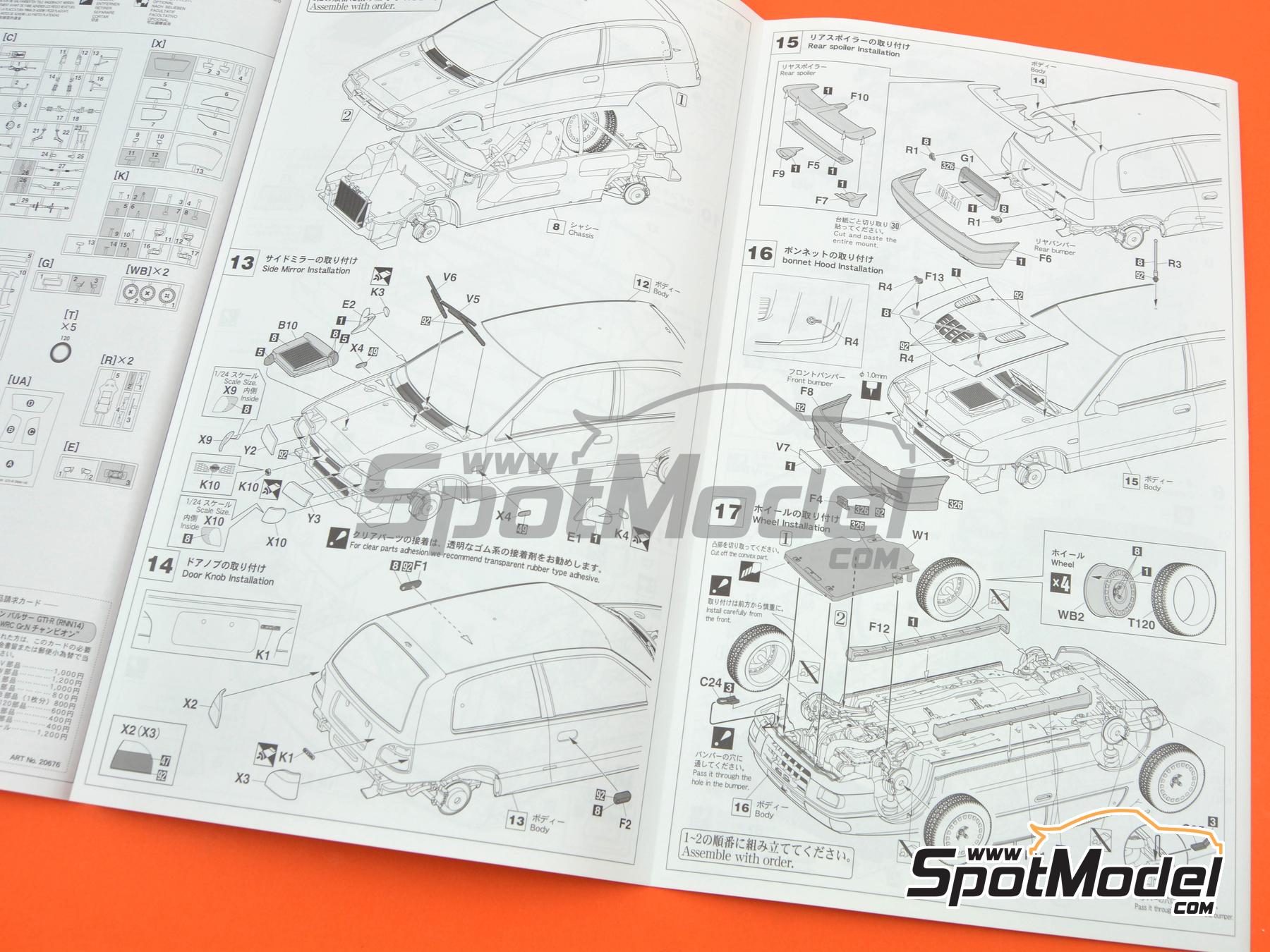 Image 10: Nissan Sunny - Pulsar GTI-R RNN14 Group N Nissan Belgium Rally Team sponsored by Alcatel - Acropolis Rally 1992 | Car scale model kit in 1/24 scale manufactured by Hasegawa (ref.&nbsp;20676, also 4967834206762)