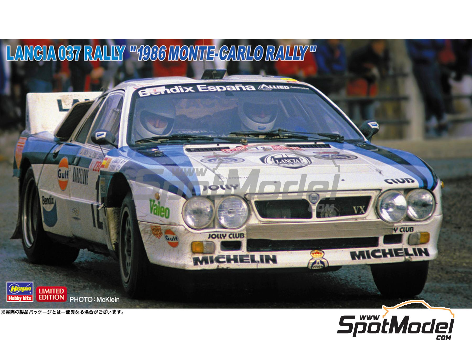 Image 1: Lancia 037 Rally sponsored by RACC Bendix España - Monte Carlo Rally - Rallye Automobile de Monte-Carlo 1986 | Car scale model kit in 1/24 scale manufactured by Hasegawa (ref. 20681, also 4967834206816)