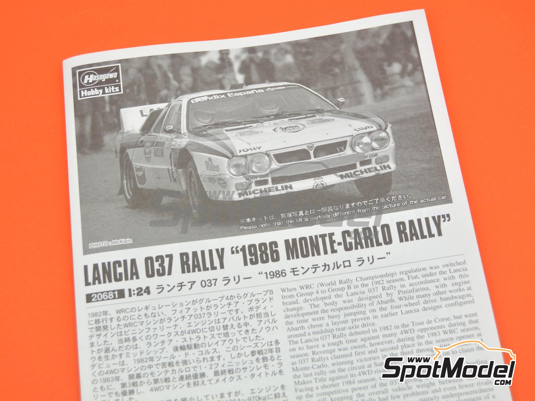 Image 8: Lancia 037 Rally sponsored by RACC Bendix España - Monte Carlo Rally - Rallye Automobile de Monte-Carlo 1986 | Car scale model kit in 1/24 scale manufactured by Hasegawa (ref. 20681, also 4967834206816)