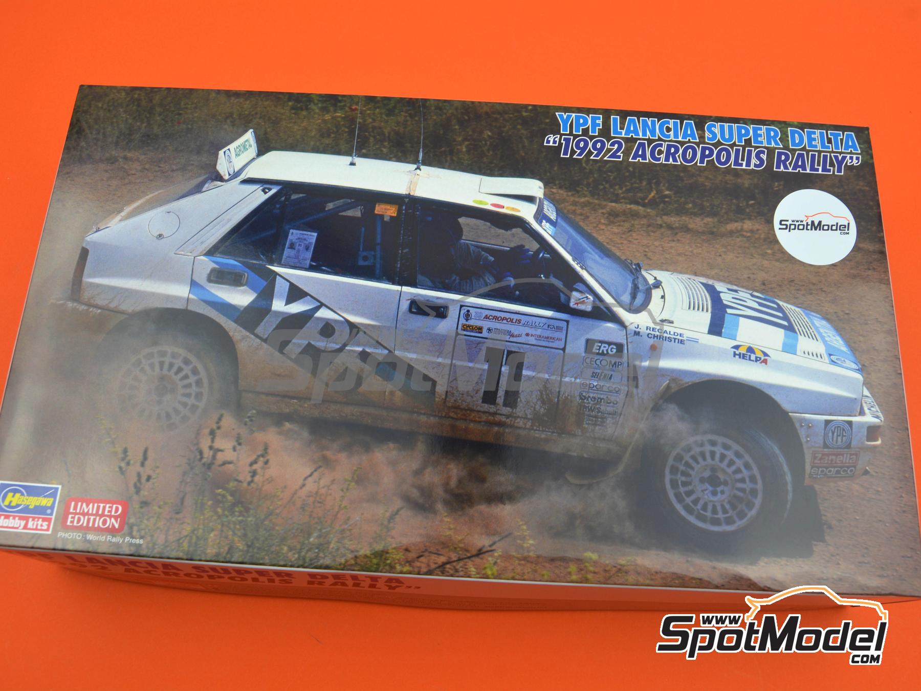 Image 2: Lancia Super Delta HF Integrale sponsored by YPF - Acropolis Rally 1992 | Car scale model kit in 1/24 scale manufactured by Hasegawa (ref. 20685, also 4967834206854)