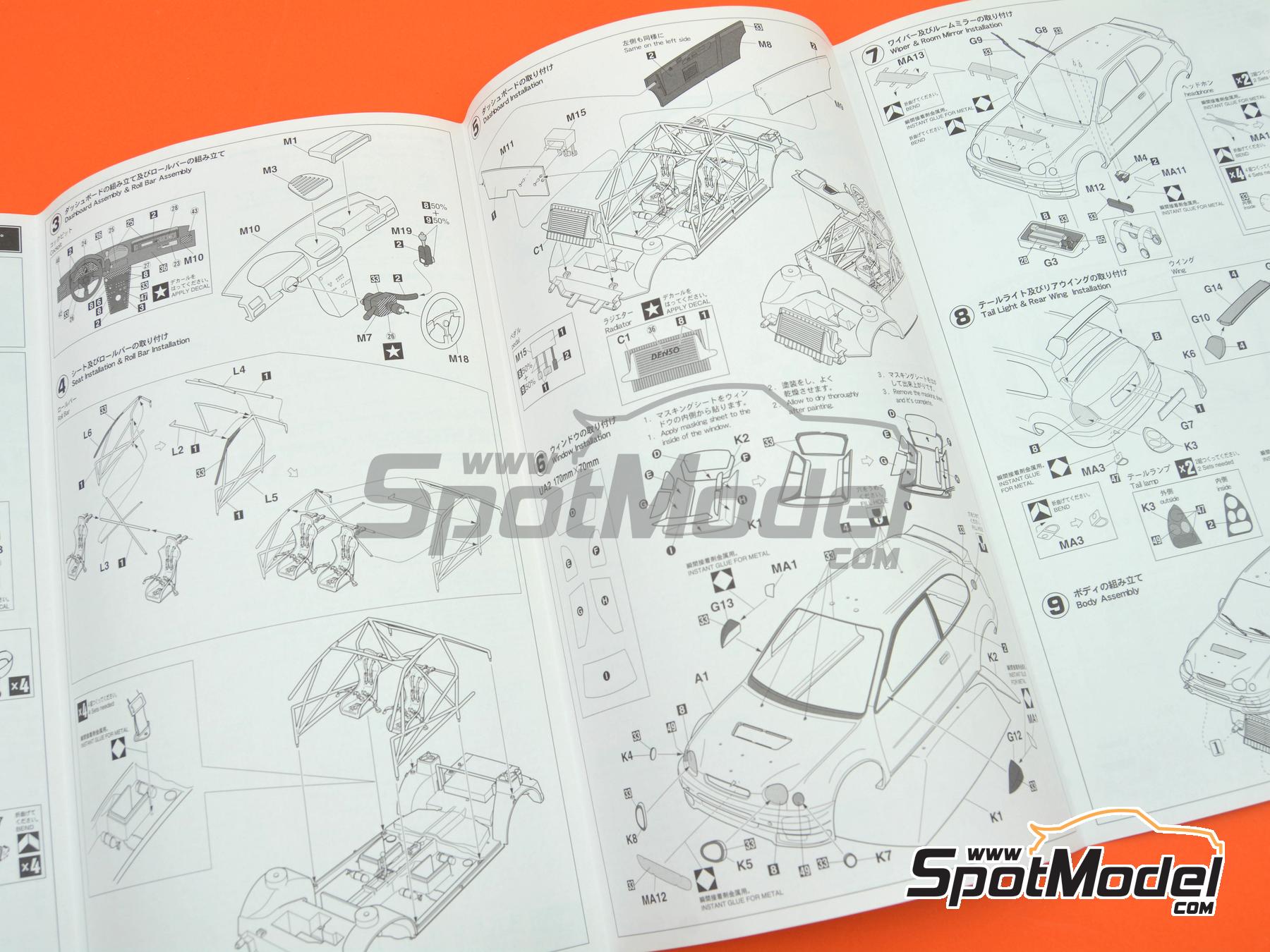 Image 10: Toyota Corolla WRC sponsored by Nastro Azzurro - Monza Rally Show 2003 | Car scale model kit in 1/24 scale manufactured by Hasegawa (ref.&nbsp;20686, also 4967834206861)