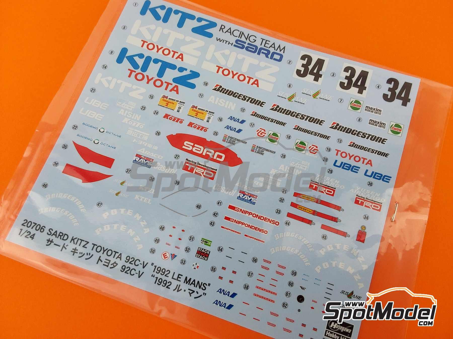 Hasegawa 20706: Car scale model kit 1/24 scale - Toyota 92C