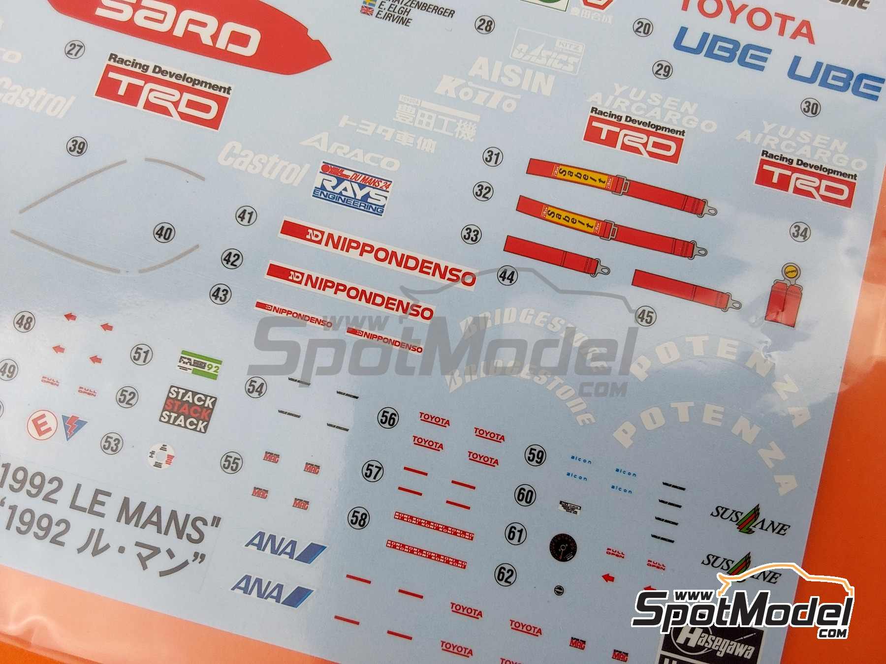 Image 17: Toyota 92C-V Toyota Sard Team sponsored by Kitz - 24 Hours Le Mans 1992 | Car scale model kit in 1/24 scale manufactured by Hasegawa (ref.&nbsp;20706, also 4967834207066)