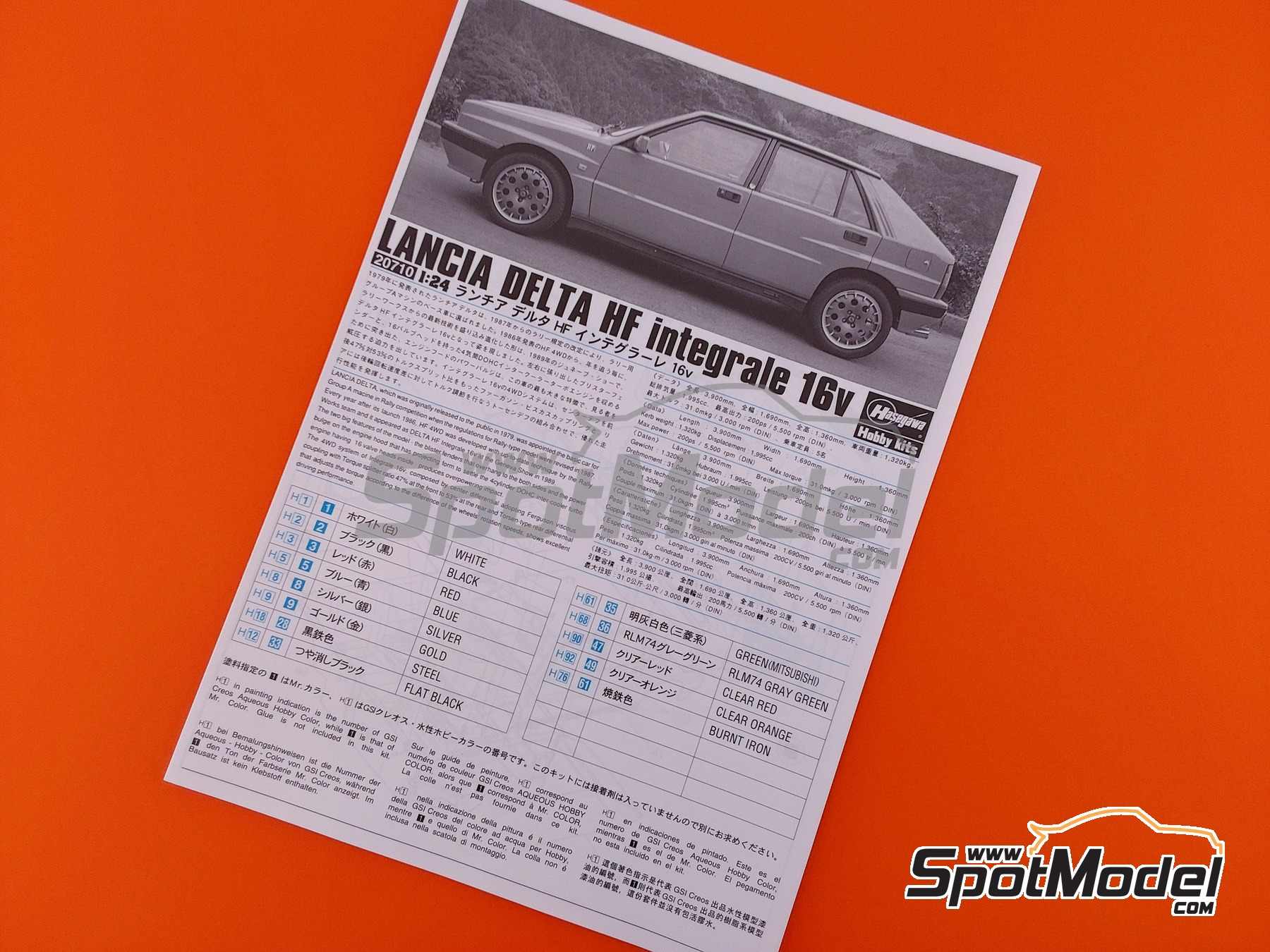 Image 3: Lancia Delta HF Integrale 16V | Car scale model kit in 1/24 scale manufactured by Hasegawa (ref. 20710, also 4967834207103)