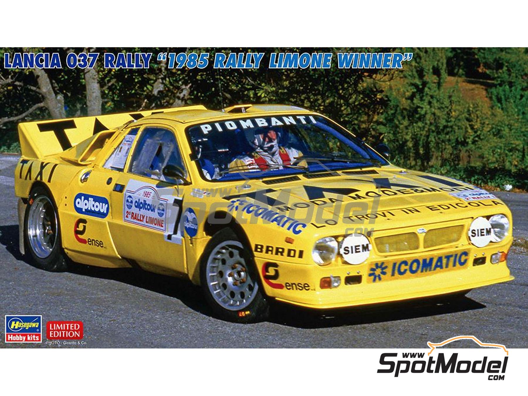 Image 1: Lancia 037 Rally sponsored by Taxi Moda - Limone Piemonte Rally 1985 | Car scale model kit in 1/24 scale manufactured by Hasegawa (ref.&nbsp;20806)