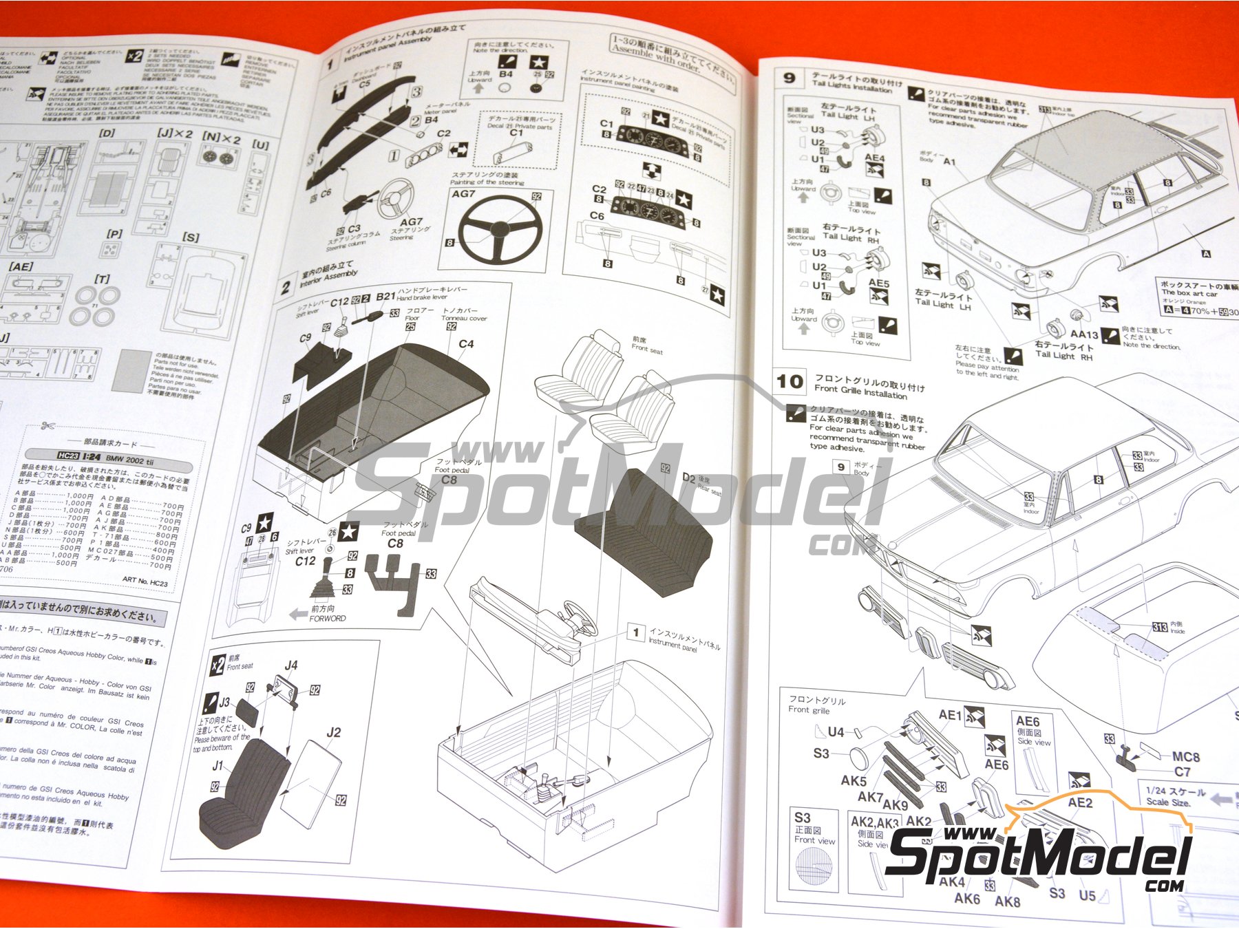 Image 12: BMW 2002 tii -  1971 | Car scale model kit in 1/24 scale manufactured by Hasegawa (ref.&nbsp;21123, also 4967834211230 and HC-23)