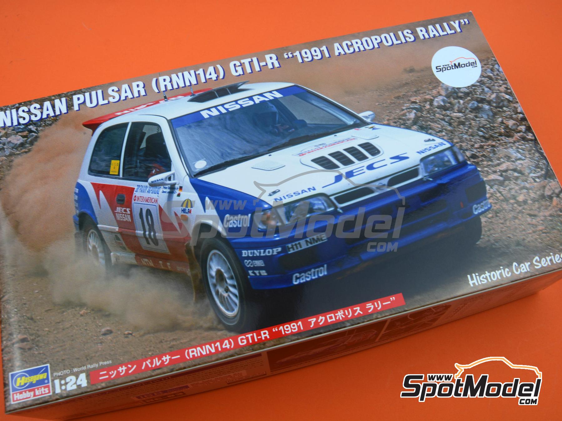 Image 15: Nissan Sunny - Pulsar GTI-R RNN14 Nissan Motorsports Europe Team sponsored by Jecs - Acropolis Rally 1991 | Car scale model kit in 1/24 scale manufactured by Hasegawa (ref.&nbsp;21153, also 4967834211537 and HC47)