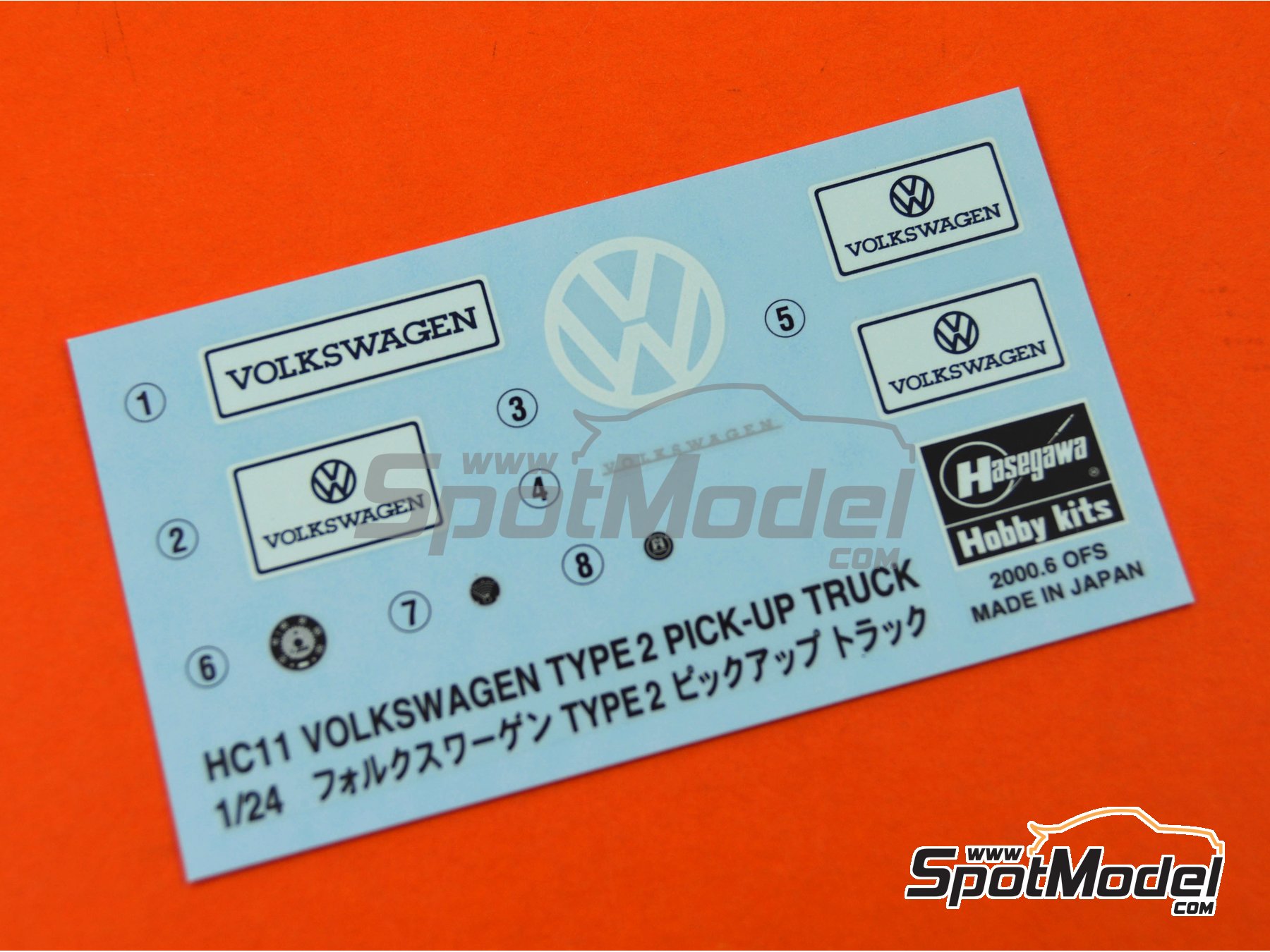 Image 7: Volkswagen Transporter T2 Pick-Up Truck -  1967 | Van scale model kit in 1/24 scale manufactured by Hasegawa (ref. 21211, also 4967834211117, HC-11, HAS21211, HC11 and HSG21211)