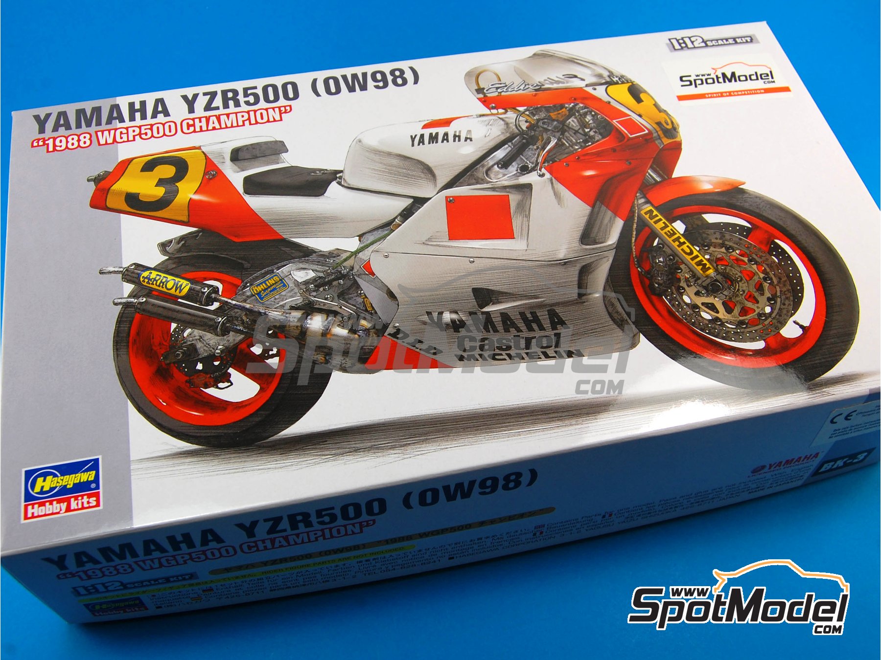 Yamaha YZR500 OW98 Yamaha-Agostini Team sponsored by Marlboro - Motorcycle  World Championship 1988. Motorbike scale model kit in 1/12 scale manufactur