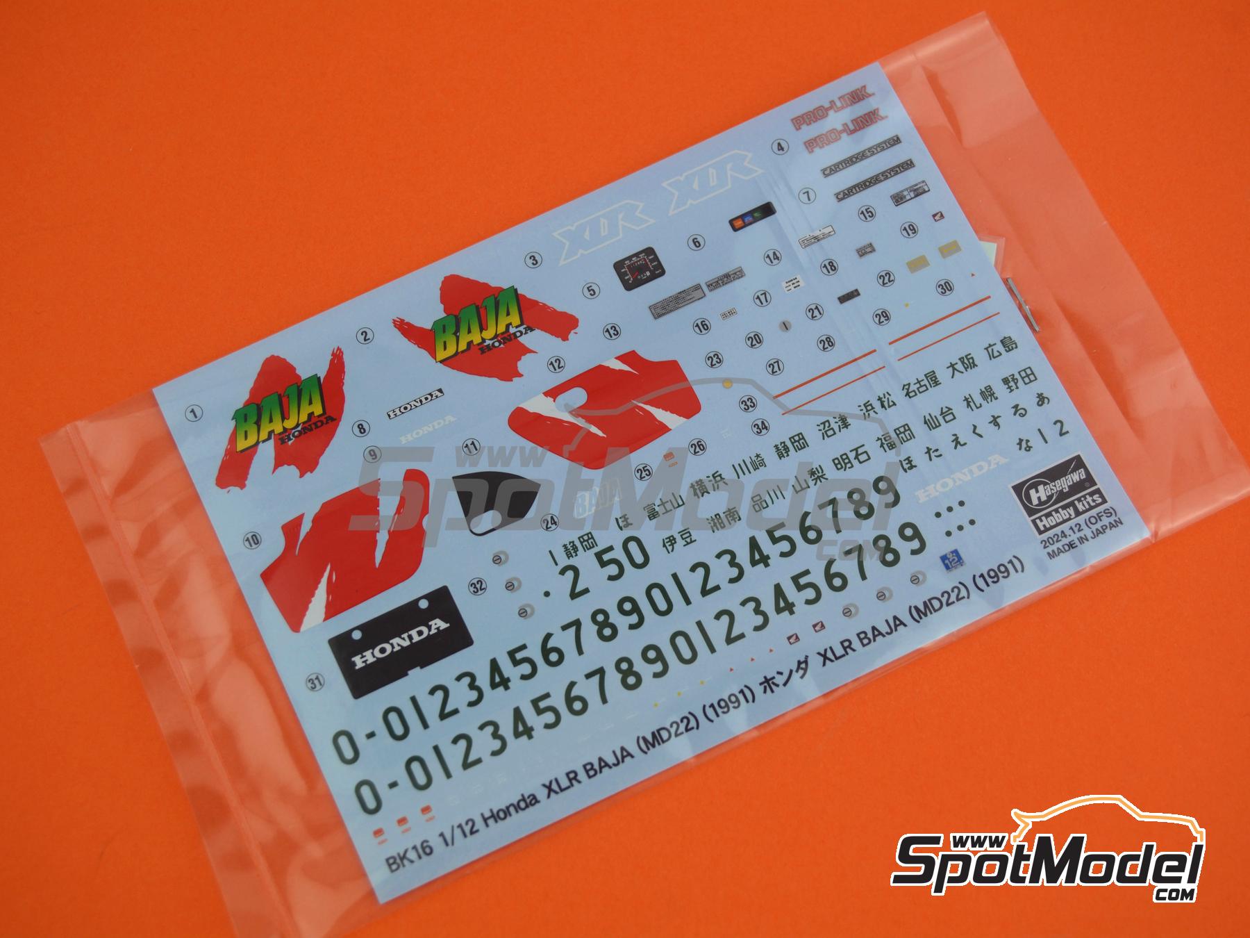 Image 21: Honda XLR Baja (MD22) -  1991 | Maqueta de moto en escala 1/12 fabricado por Hasegawa (ref. 21516, tambien 4967834215160 y BK16)