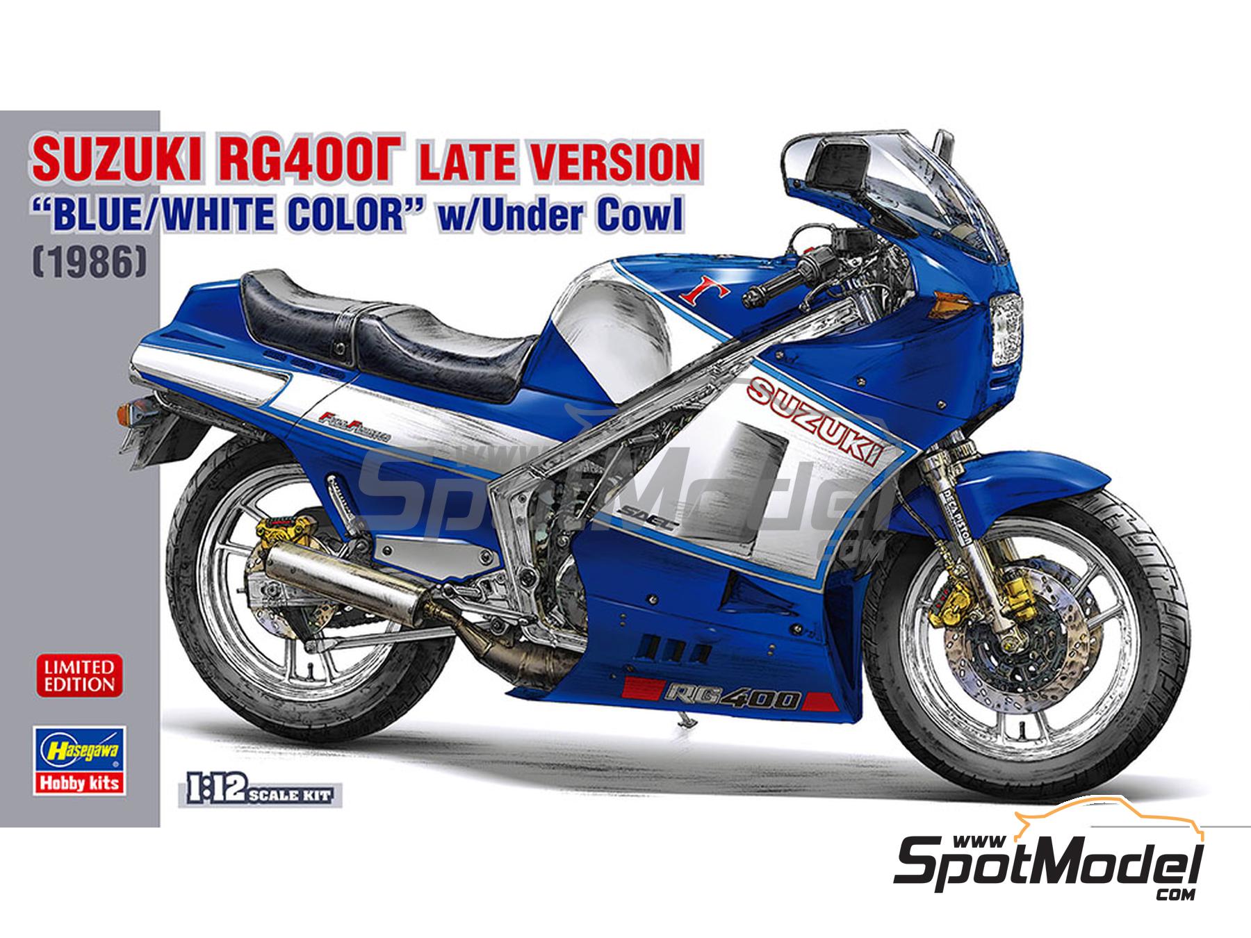 Image 1: Suzuki RG400 Gamma late version -  1986 | Motorbike scale model kit in 1/12 scale manufactured by Hasegawa (ref. 21739, also 4967834217393)