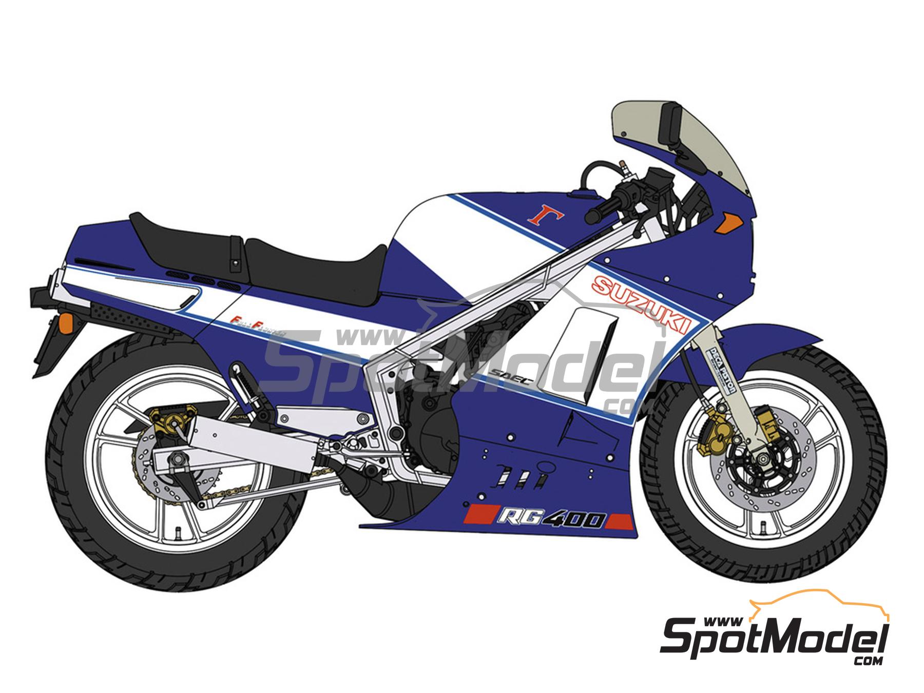 Image 2: Suzuki RG400 Gamma late version -  1986 | Motorbike scale model kit in 1/12 scale manufactured by Hasegawa (ref. 21739, also 4967834217393)
