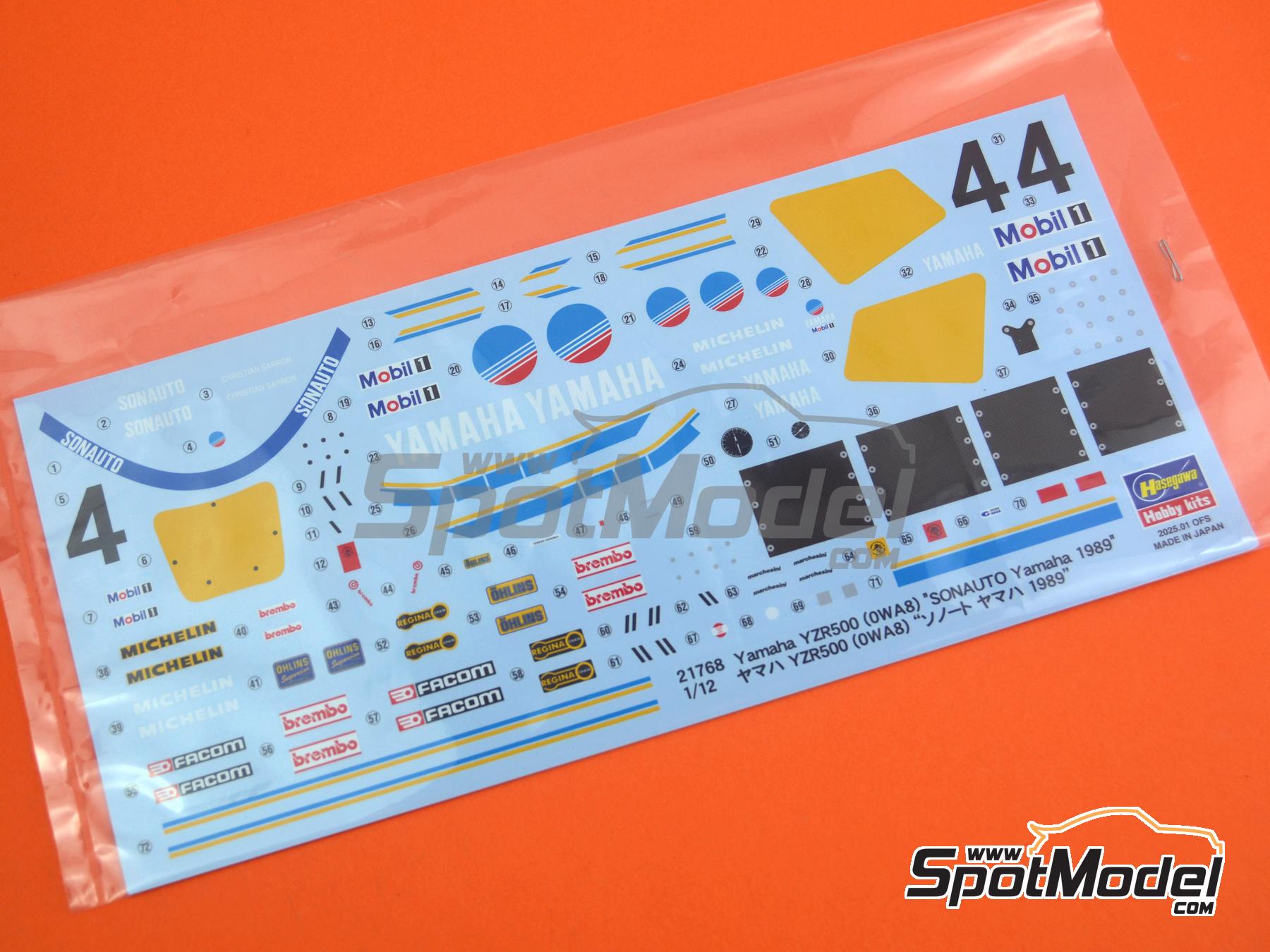 Image 7: Yamaha YZR500 0WA8 Sonauto Team - Motorcycle World Championship 1989 | Motorbike scale model kit in 1/12 scale manufactured by Hasegawa (ref.&nbsp;21768, also 4967834217683)