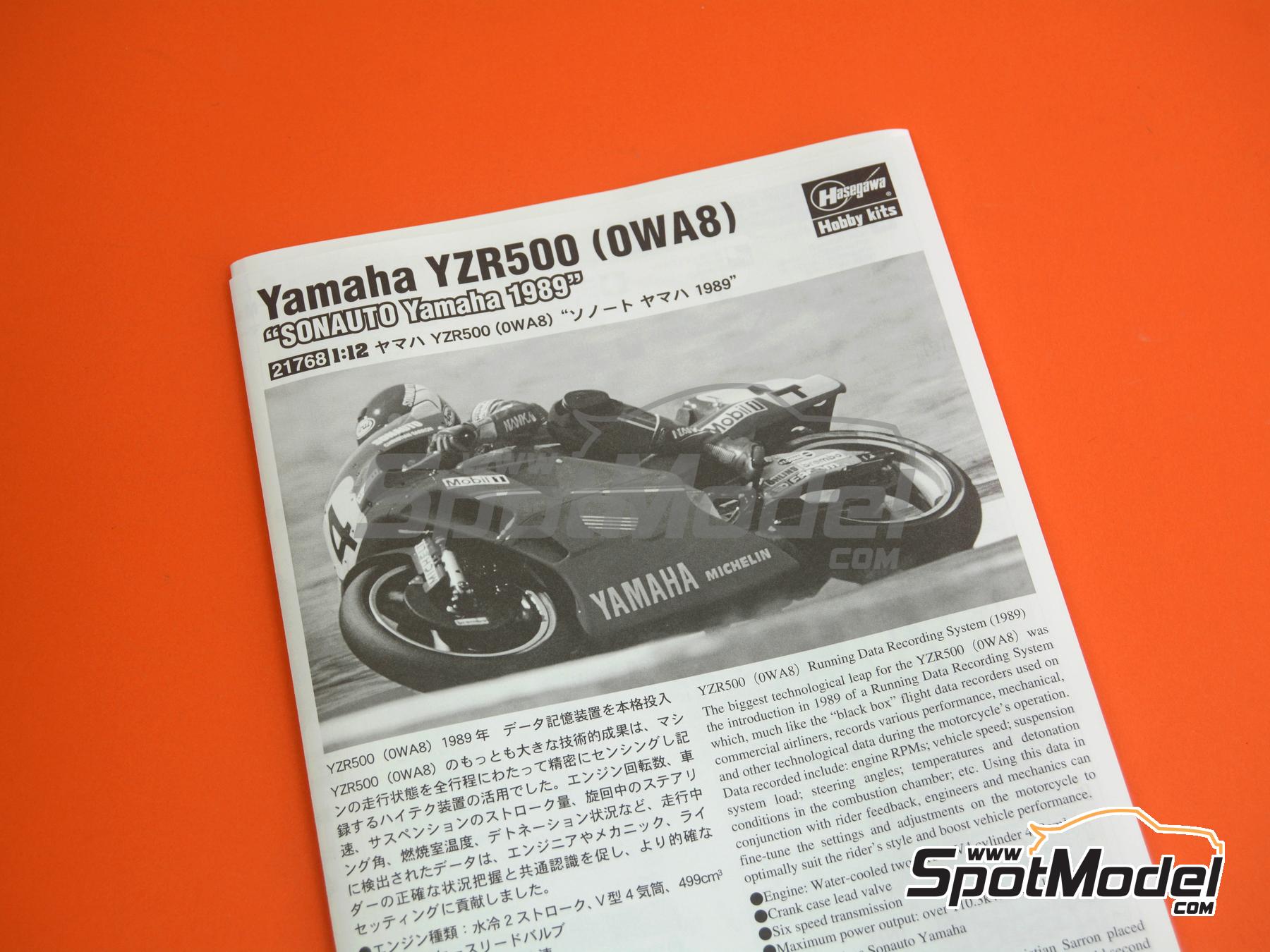 Image 9: Yamaha YZR500 0WA8 Sonauto Team - Motorcycle World Championship 1989 | Motorbike scale model kit in 1/12 scale manufactured by Hasegawa (ref.&nbsp;21768, also 4967834217683)