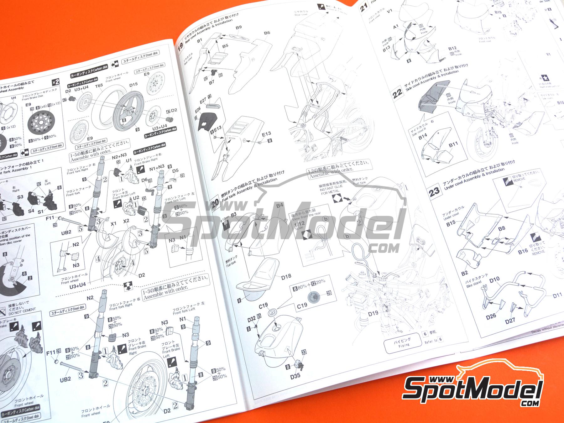 Image 10: Yamaha YZR500 0WA8 Sonauto Team - Motorcycle World Championship 1989 | Motorbike scale model kit in 1/12 scale manufactured by Hasegawa (ref.&nbsp;21768, also 4967834217683)