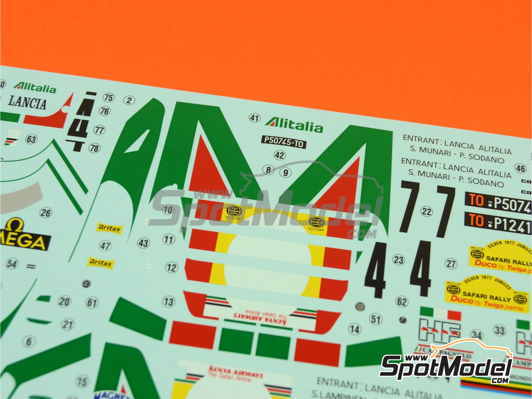 Image 12: Lancia Stratos HF sponsored by Alitalia - Safari Rally 1977 | Car scale model kit in 1/24 scale manufactured by Hasegawa (ref.&nbsp;25036, also 4967834252363 and CR-36)