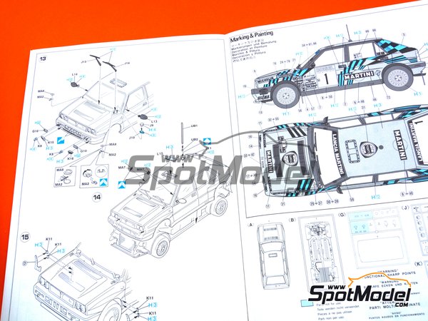 Image 13: Lancia Delta HF Integrale 16v Martini International Racing Team - Sanremo Rally 1989 | Model car kit in 1/24 scale manufactured by Hasegawa (ref.&nbsp;25208)