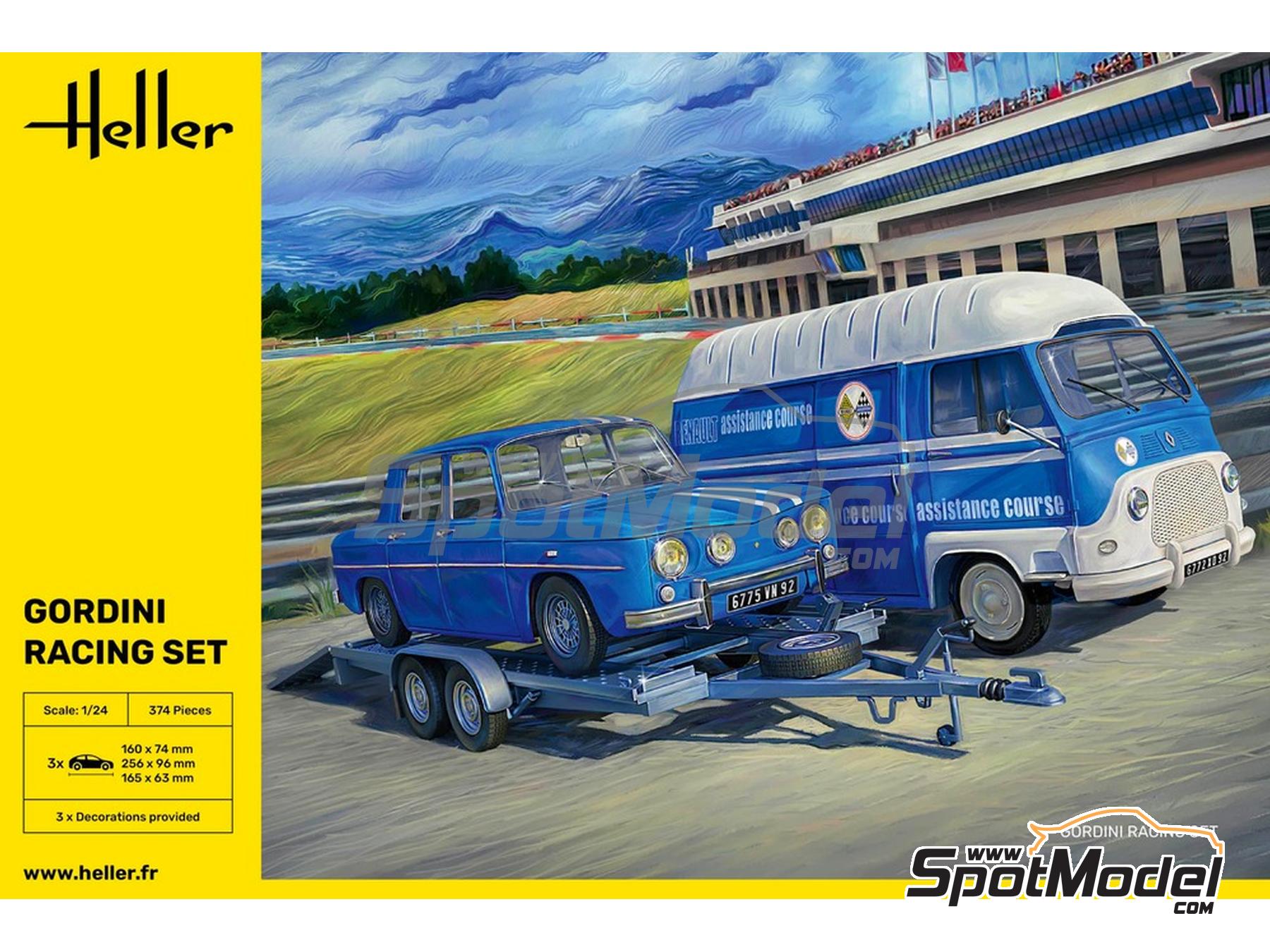 Image 2: Renault Estafette and Renault R8 Gordini Gordini Racing Team | Car scale model kit in 1/24 scale manufactured by Heller (ref.&nbsp;50328, also 3279510503289)