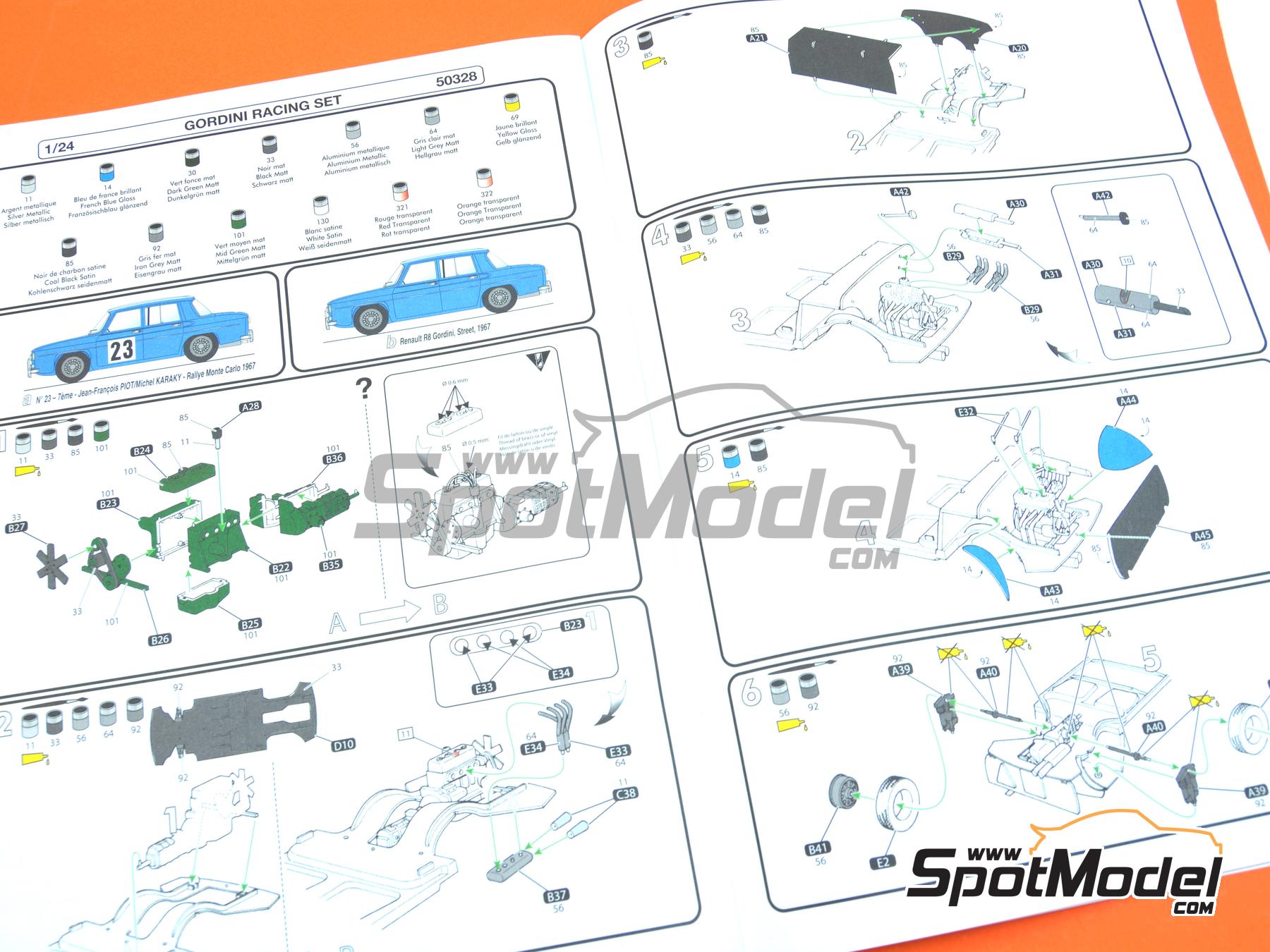 Image 20: Renault Estafette and Renault R8 Gordini Gordini Racing Team | Car scale model kit in 1/24 scale manufactured by Heller (ref.&nbsp;50328, also 3279510503289)