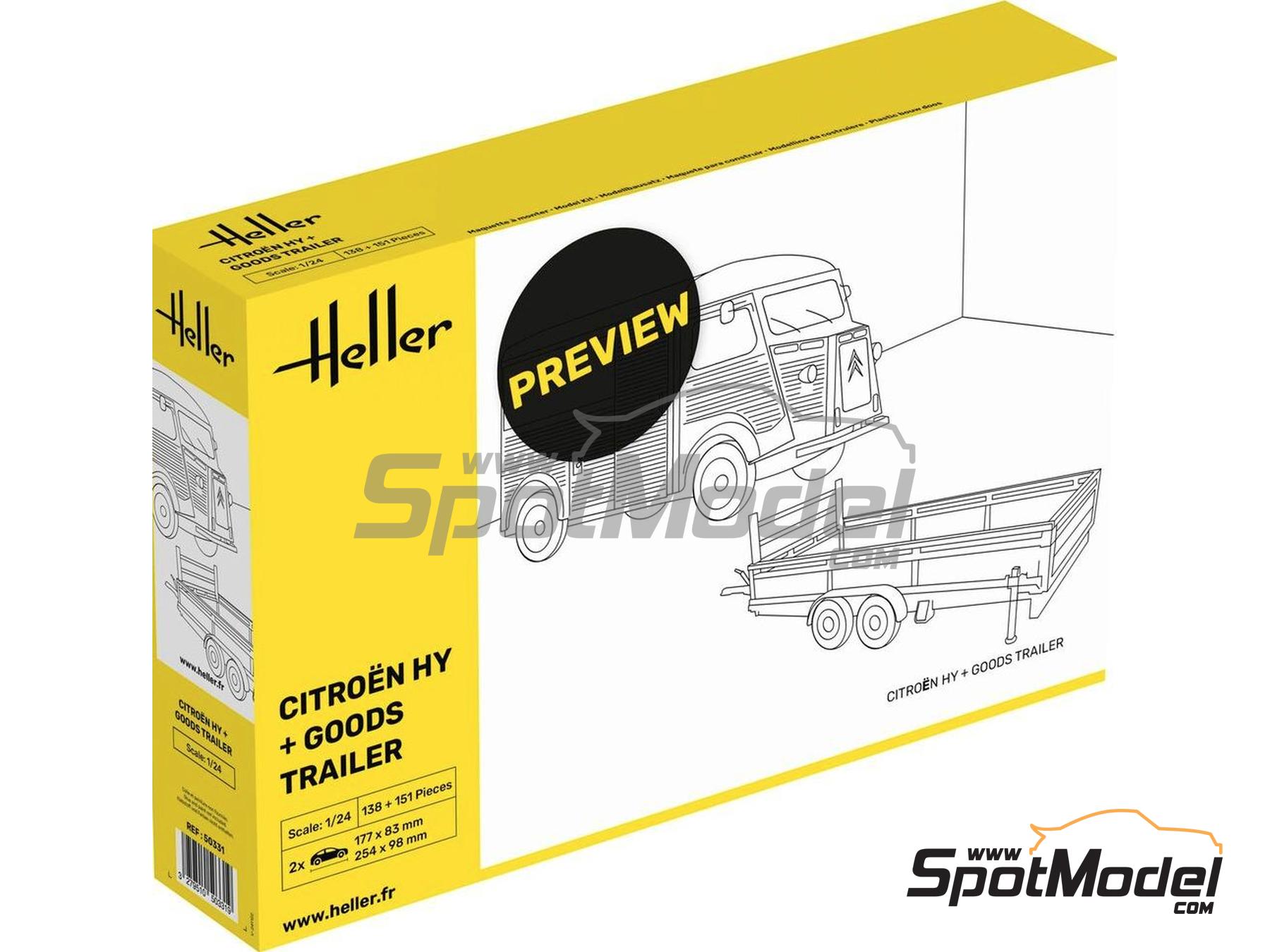 Image 1: Citroën HY and goods trailer | Van scale model kit in 1/24 scale manufactured by Heller (ref. 50331, also 3279510503319)