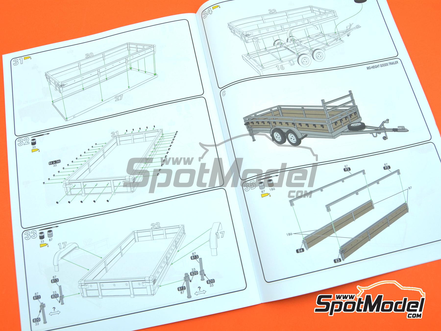Image 18: Citroën HY and goods trailer | Van scale model kit in 1/24 scale manufactured by Heller (ref. 50331, also 3279510503319)