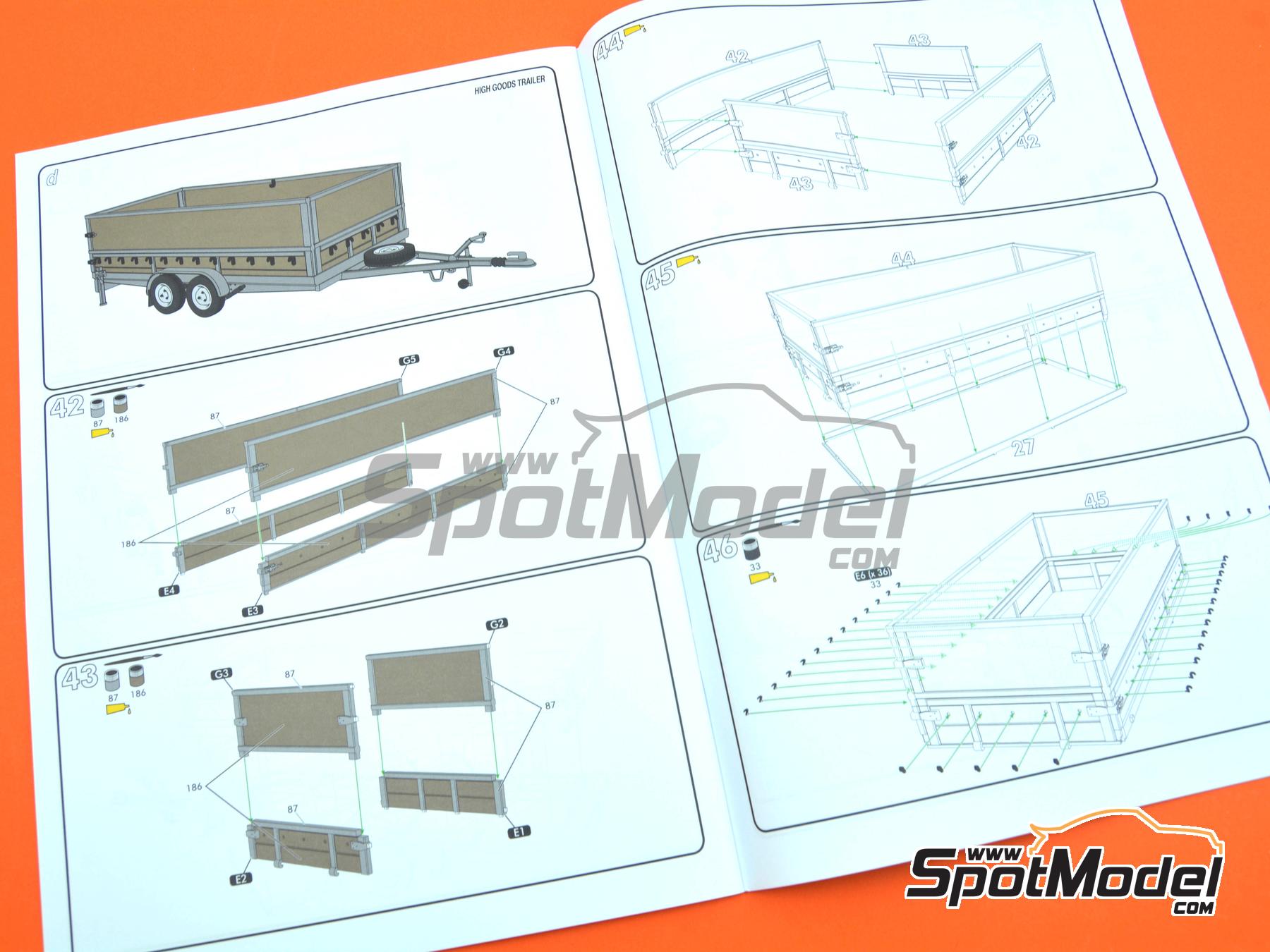 Image 19: Citroën HY and goods trailer | Van scale model kit in 1/24 scale manufactured by Heller (ref. 50331, also 3279510503319)