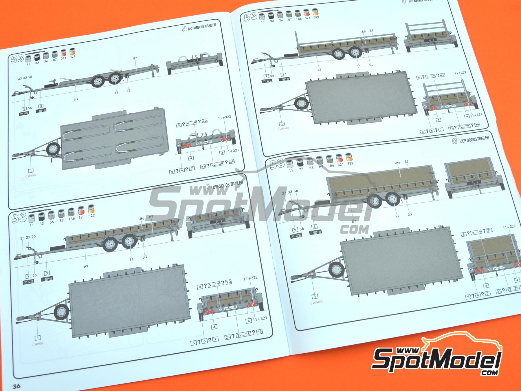 Image 20: Citroën HY and goods trailer | Van scale model kit in 1/24 scale manufactured by Heller (ref. 50331, also 3279510503319)