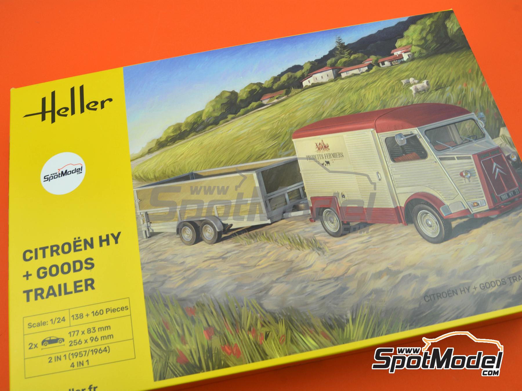 Image 21: Citroën HY and goods trailer | Van scale model kit in 1/24 scale manufactured by Heller (ref. 50331, also 3279510503319)