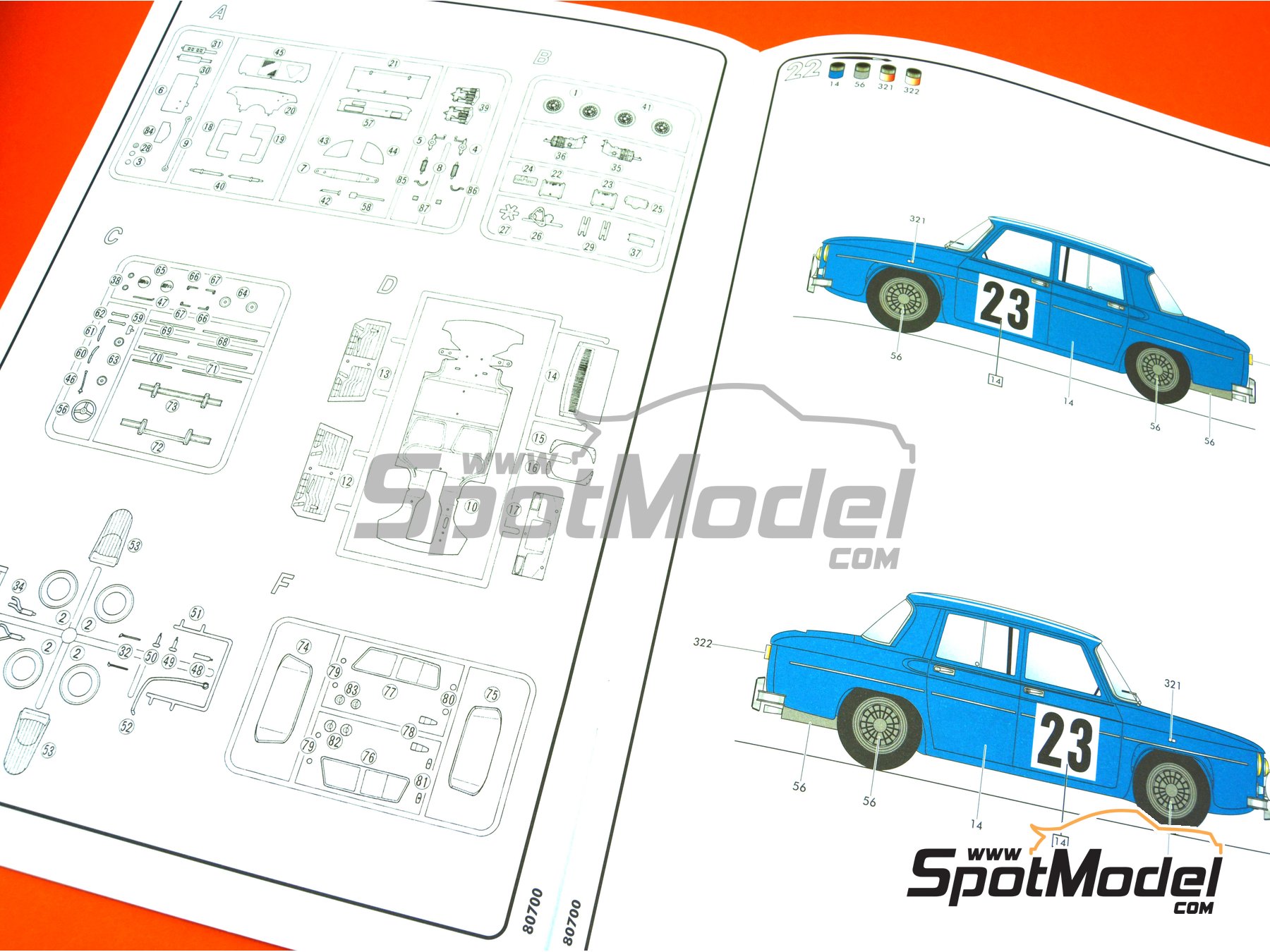 Image 13: Renault R8 Gordini - Montecarlo Rally - Rallye Automobile de Monte-Carlo, Tour de Corse 1967 | Model car kit in 1/24 scale manufactured by Heller (ref.&nbsp;80700, also L760 and HE80700)