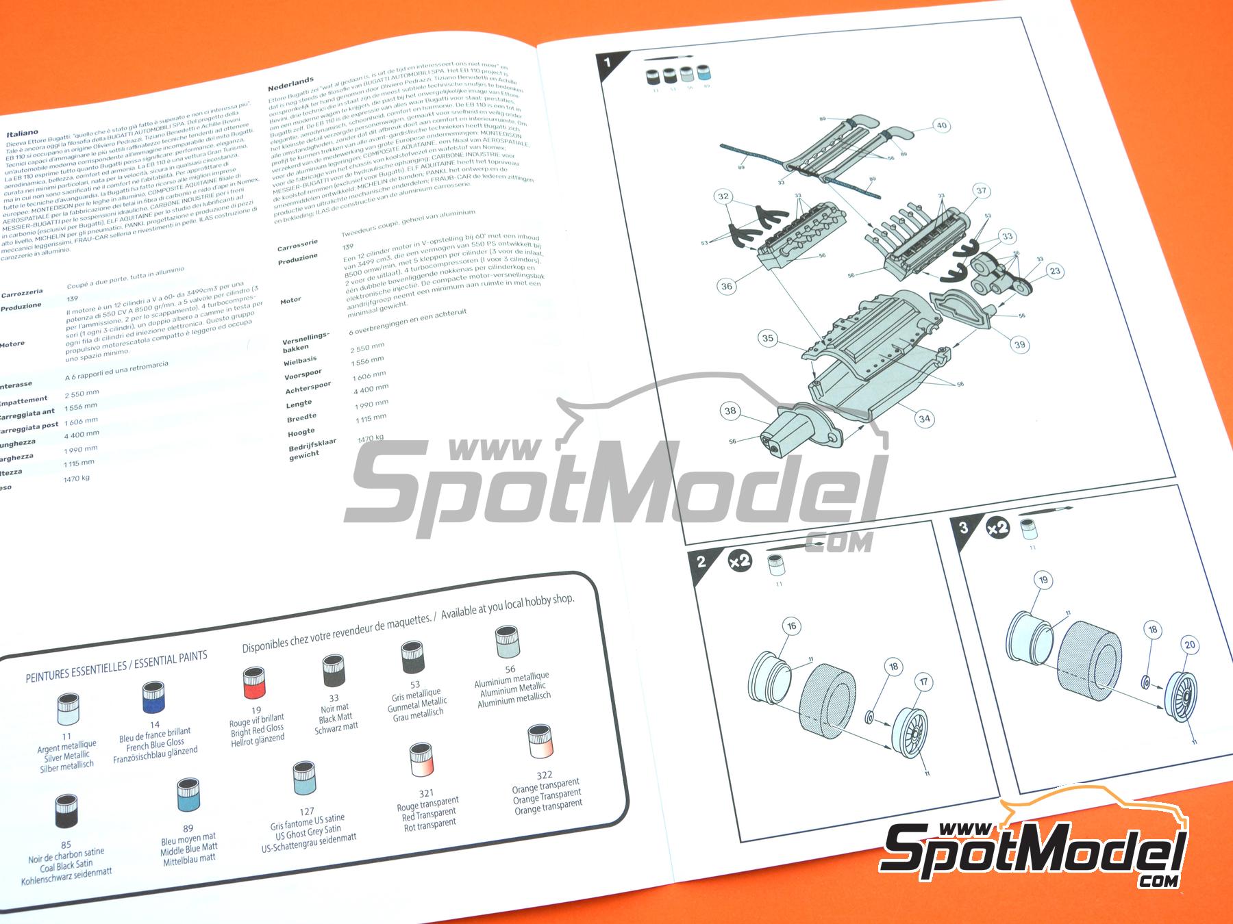 Image 8: Bugatti EB110 | Car scale model kit in 1/24 scale manufactured by Heller (ref.&nbsp;80738, also 3279510807387)