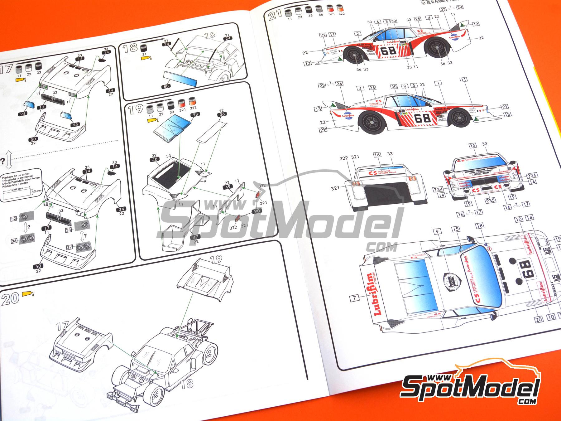 Image 8: Lancia Beta Montecarlo Turbo Jolly Club Team sponsored by Lubrifilm, CS Computer Systems - 24 Hours Le Mans 1981 | Car scale model kit in 1/24 scale manufactured by Heller (ref.&nbsp;80741, also 3279510807417)