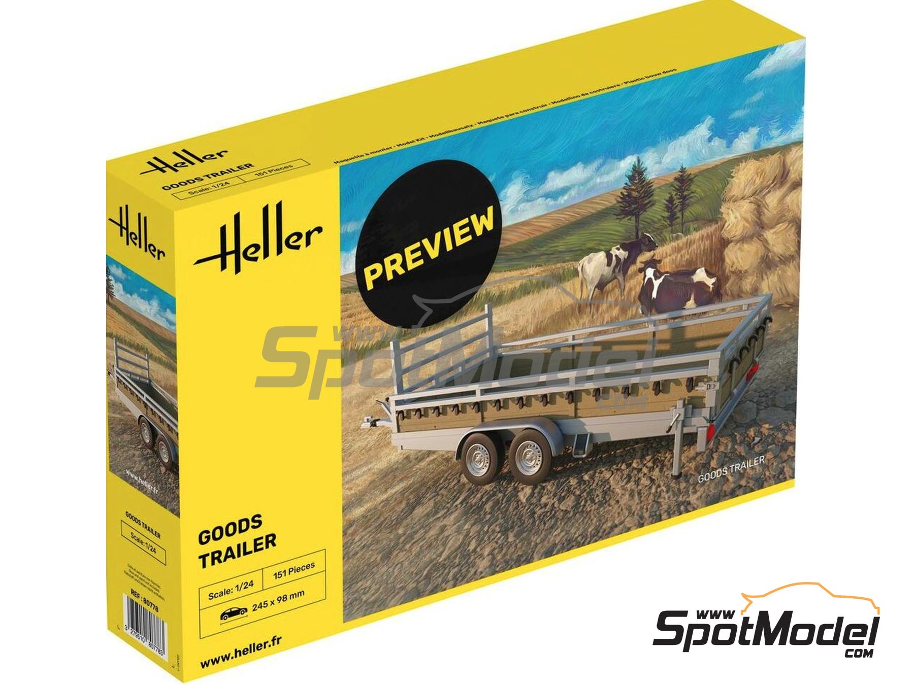 Image 1: Goods Trailer | Trailer scale model kit in 1/24 scale manufactured by Heller (ref. 80778, also 3279510807783)