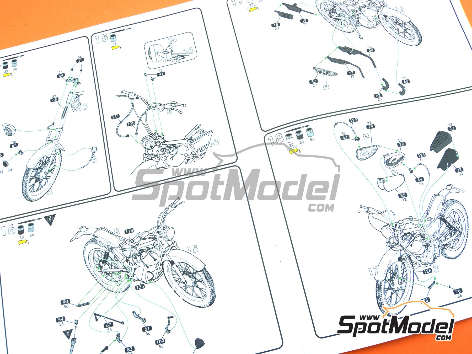 Image 12: Yamaha 125 TY | Maqueta de moto en escala&nbsp;1/8 fabricado por Heller (ref.&nbsp;80902, tambien 3279510809022)