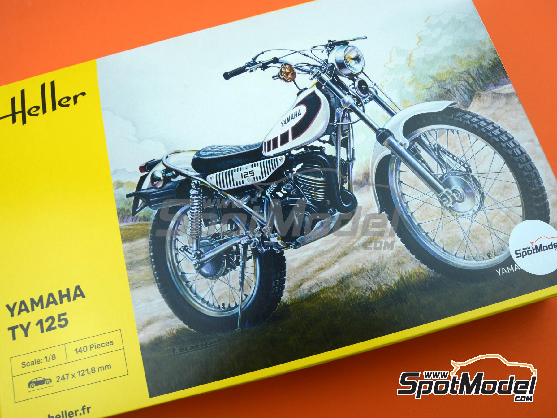 Yamaha 125 TY. Motorbike scale model kit in 1/8 scale manufactured by  Heller (ref. 80902, also 3279510809022)