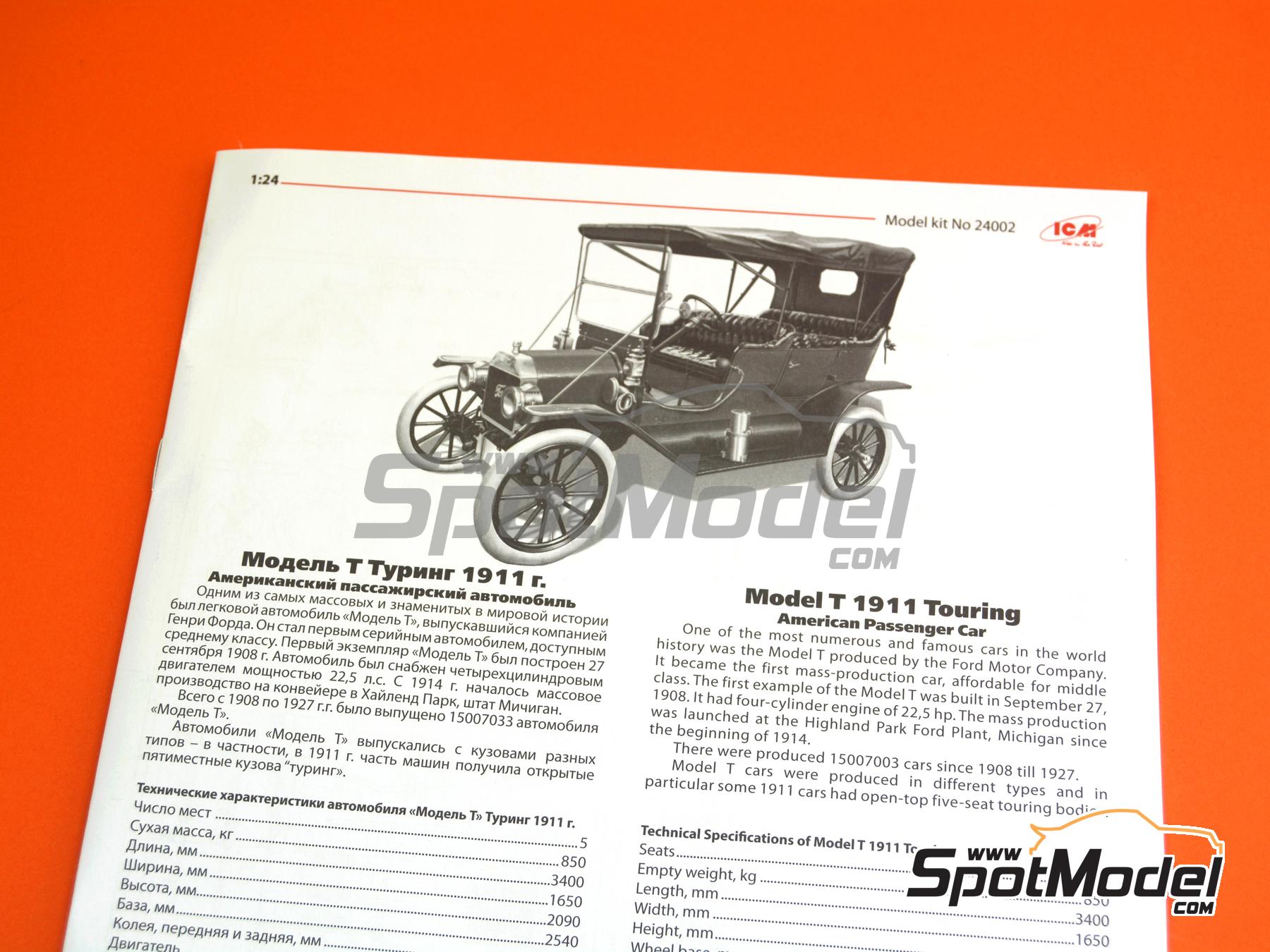 Image 11: Ford Model T Touring -  1911 | Car scale model kit in 1/24 scale manufactured by ICM (ref.&nbsp;ICM24002, also 4823044403127 and 24002)